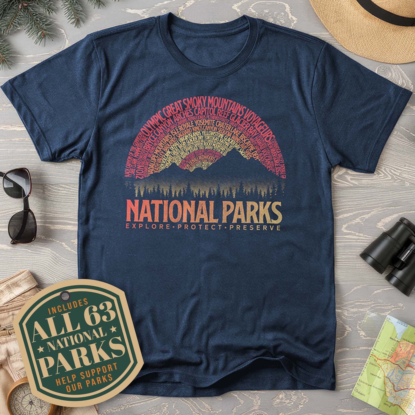National Parks Word Art "Vintage Sunset" Comfort Colors T-Shirt