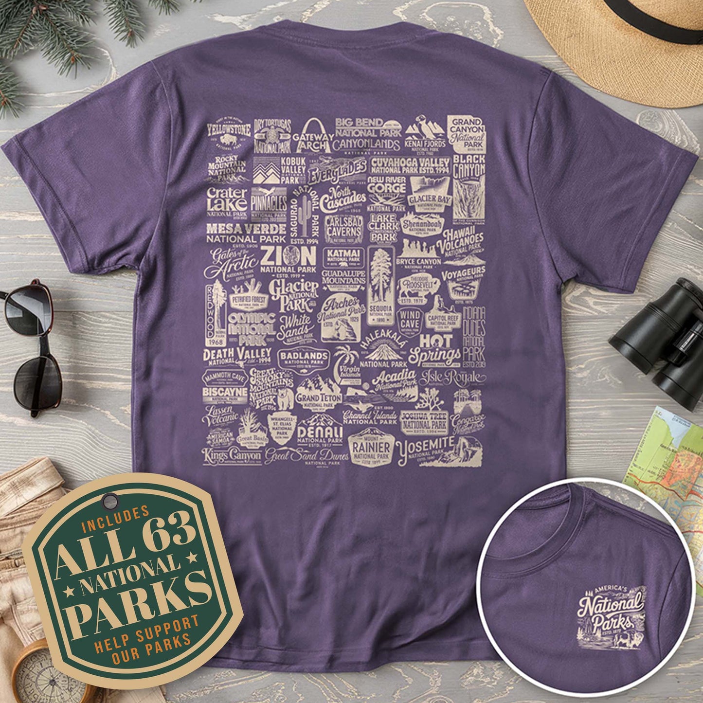 National Parks "63 Vintage Logos" Comfort Colors T-Shirt