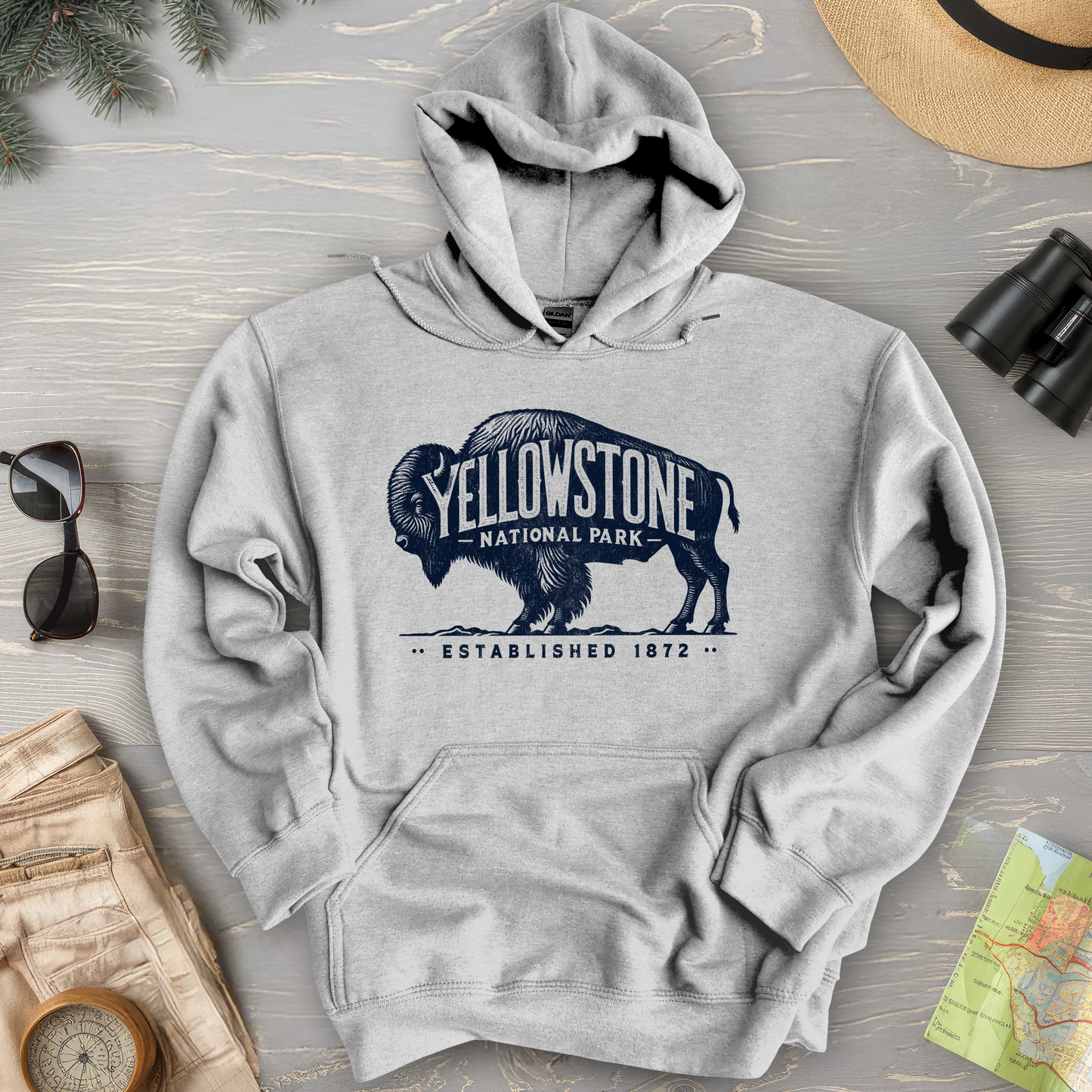 Yellowstone National Park "Vintage Buffalo" Hoodie