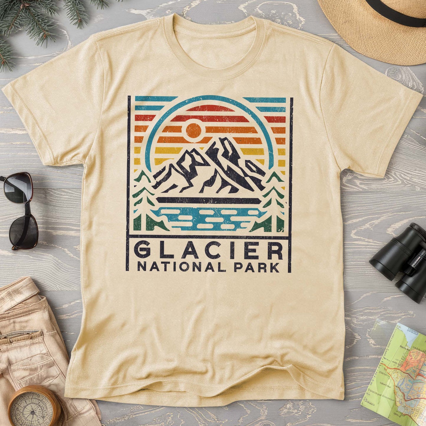 Glacier National Park "Vintage Sunset" Comfort Colors T-Shirt