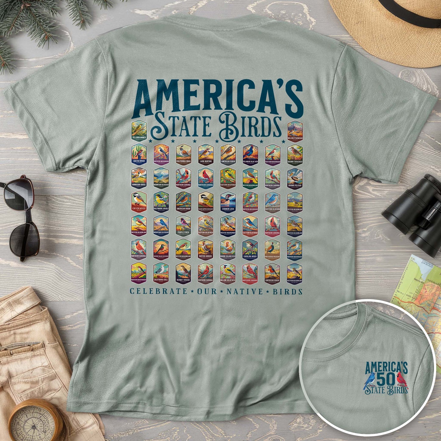 America's State Birds Front/Back Print T-Shirt
