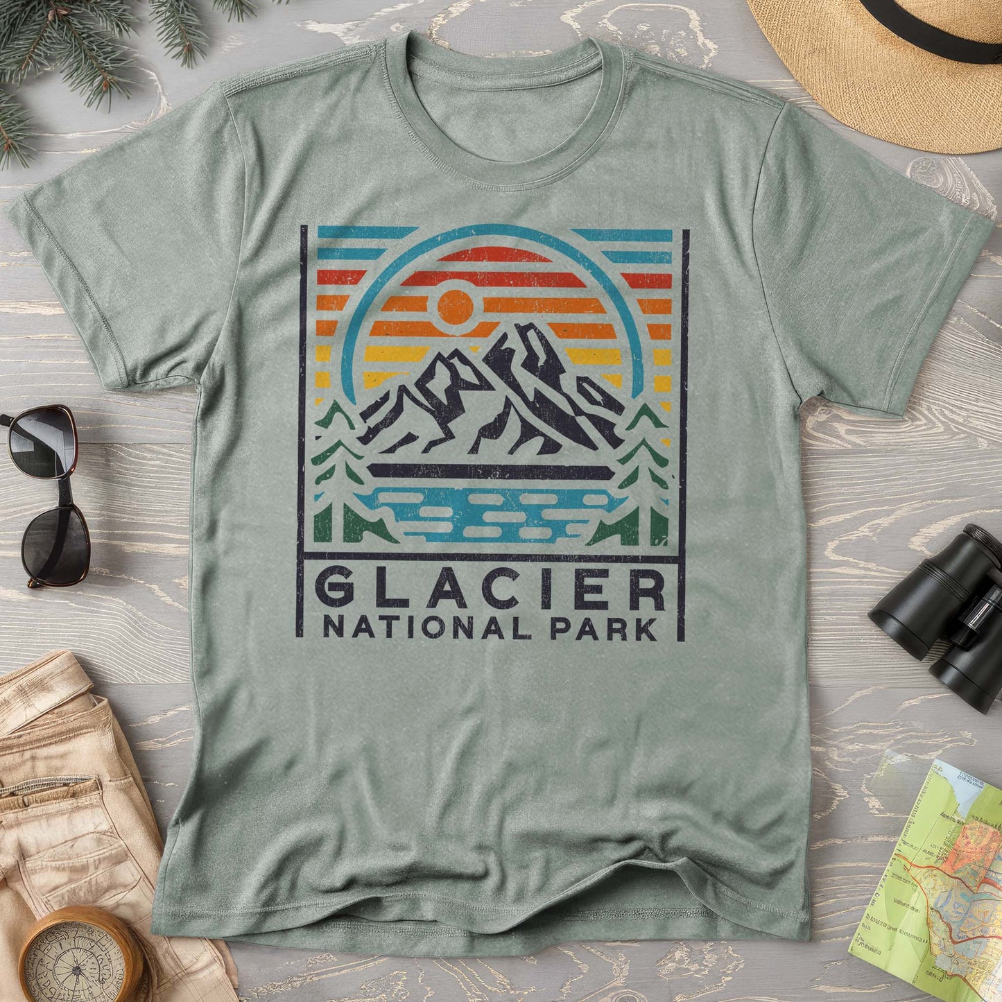 Glacier National Park "Vintage Sunset" Comfort Colors T-Shirt