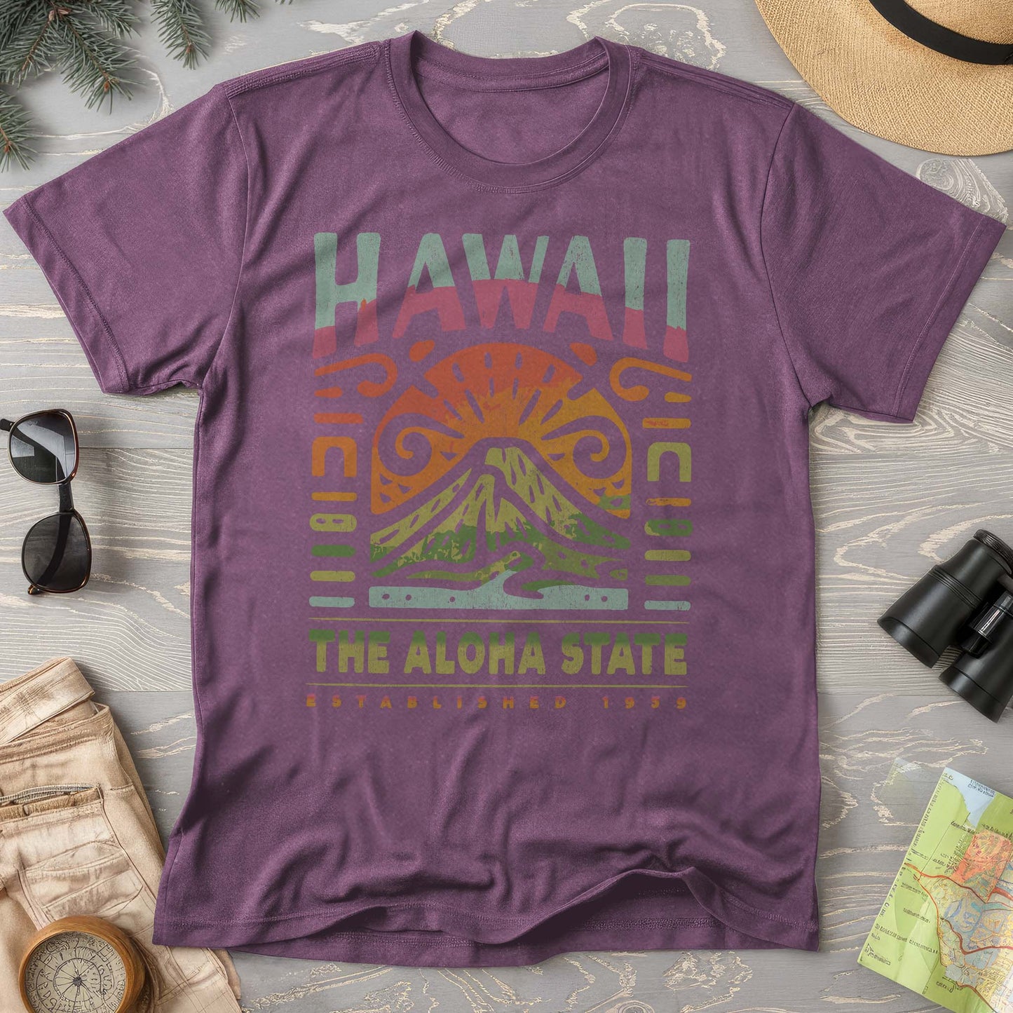 Hawaii The Aloha State "Volcano Tatoo" Comfort Colors T-Shirt