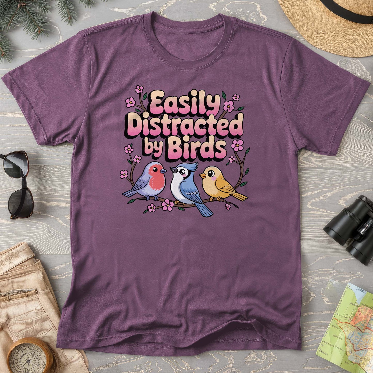 Easily Distracted By Birds Kawaii Style Comfort Colors T-Shirt
