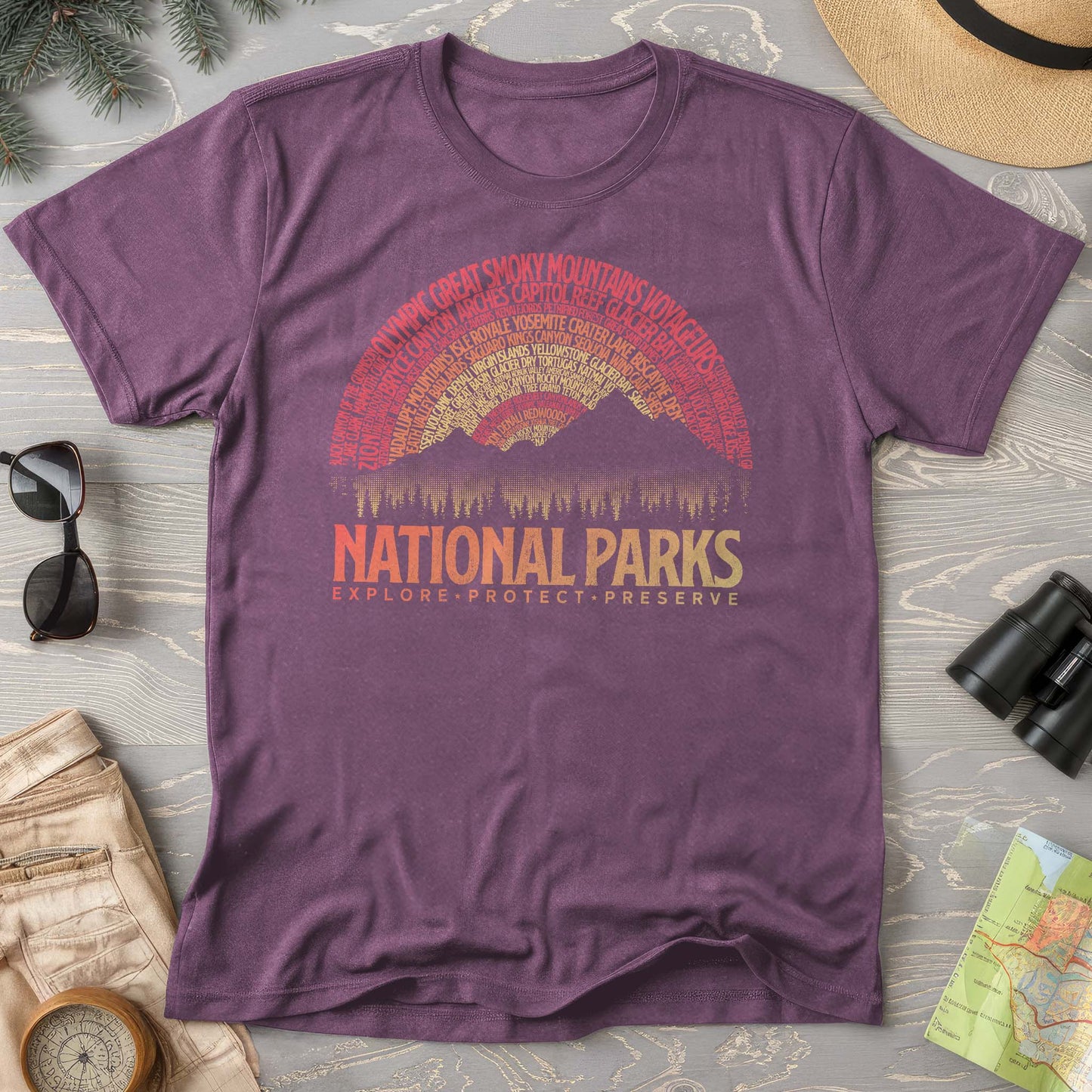 National Parks Word Art "Vintage Sunset" Comfort Colors T-Shirt