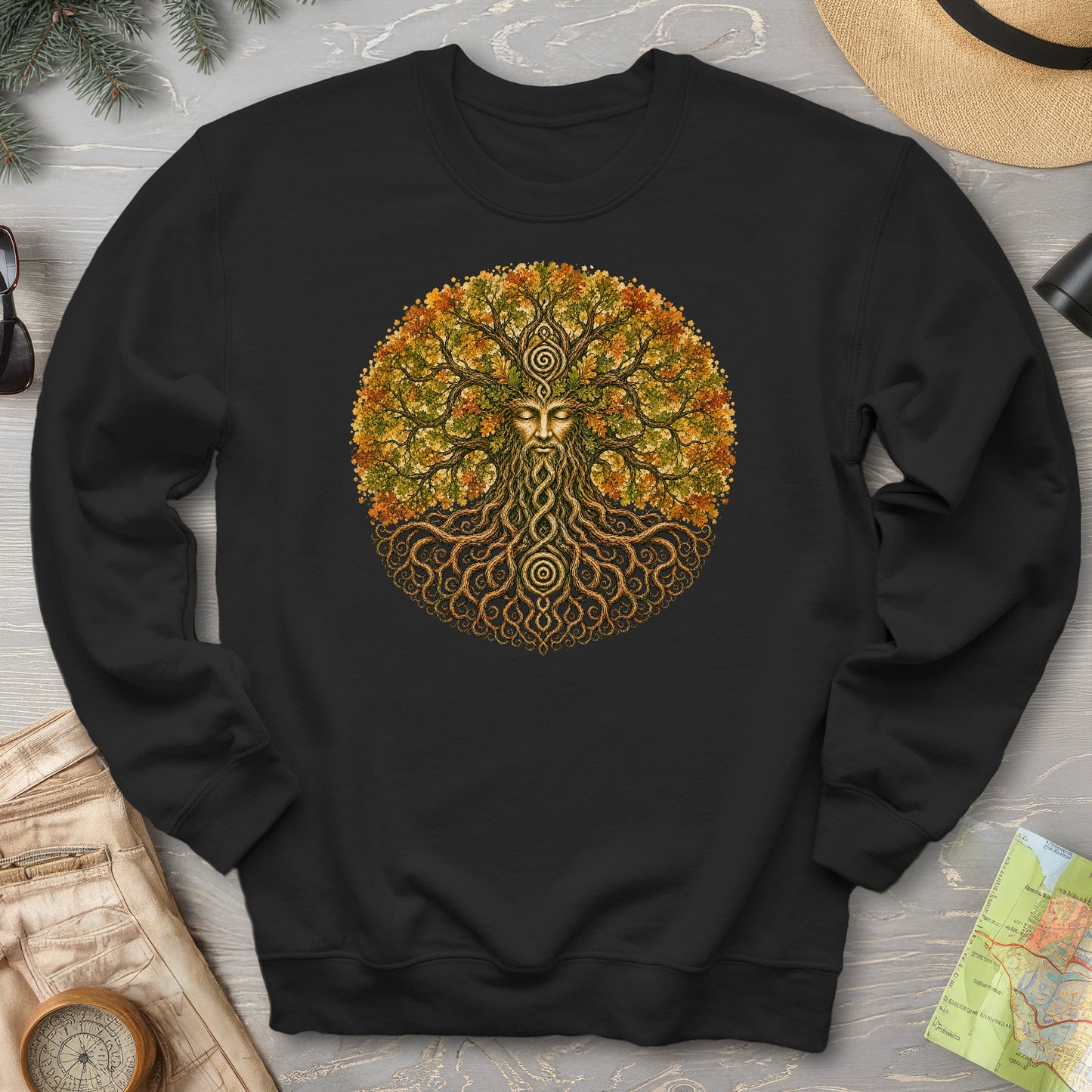 Green Man Autumn Bloom Sweatshirt