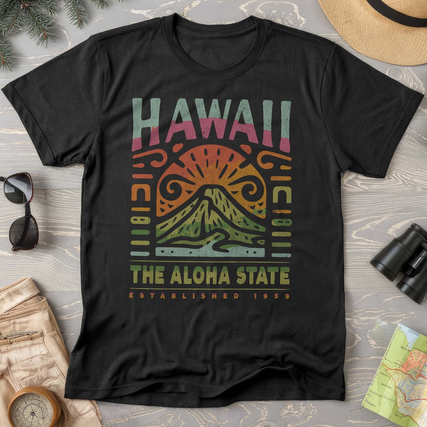 Hawaii The Aloha State "Volcano Tatoo" Comfort Colors T-Shirt