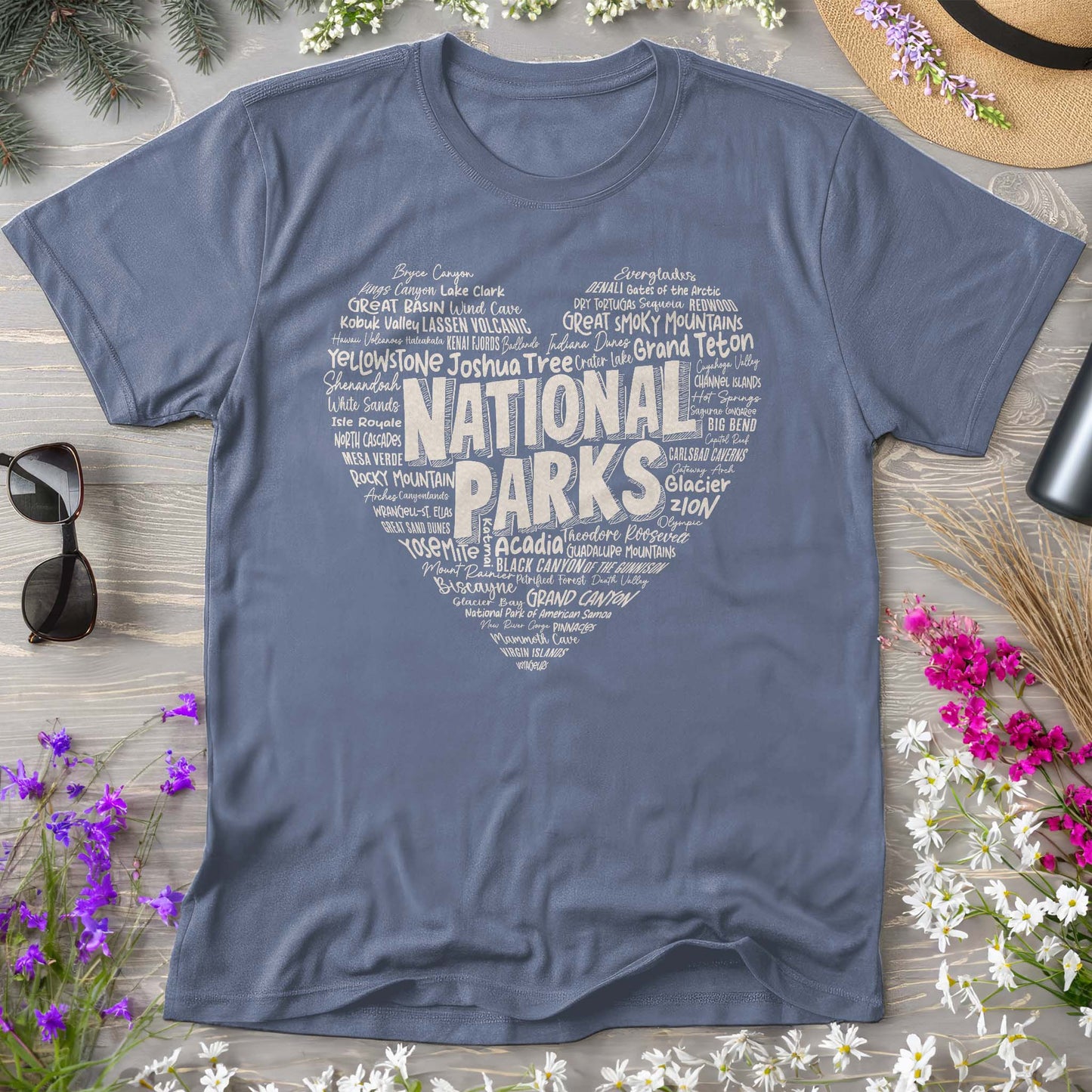 National Park Word Art "Heart" T-Shirt