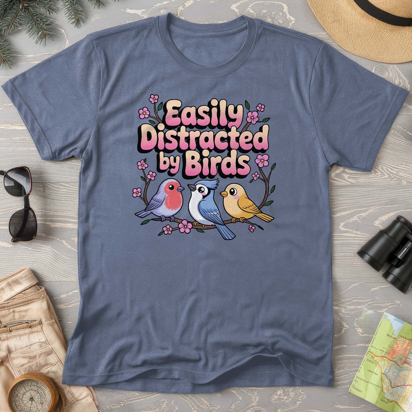 Easily Distracted By Birds Kawaii Style Comfort Colors T-Shirt