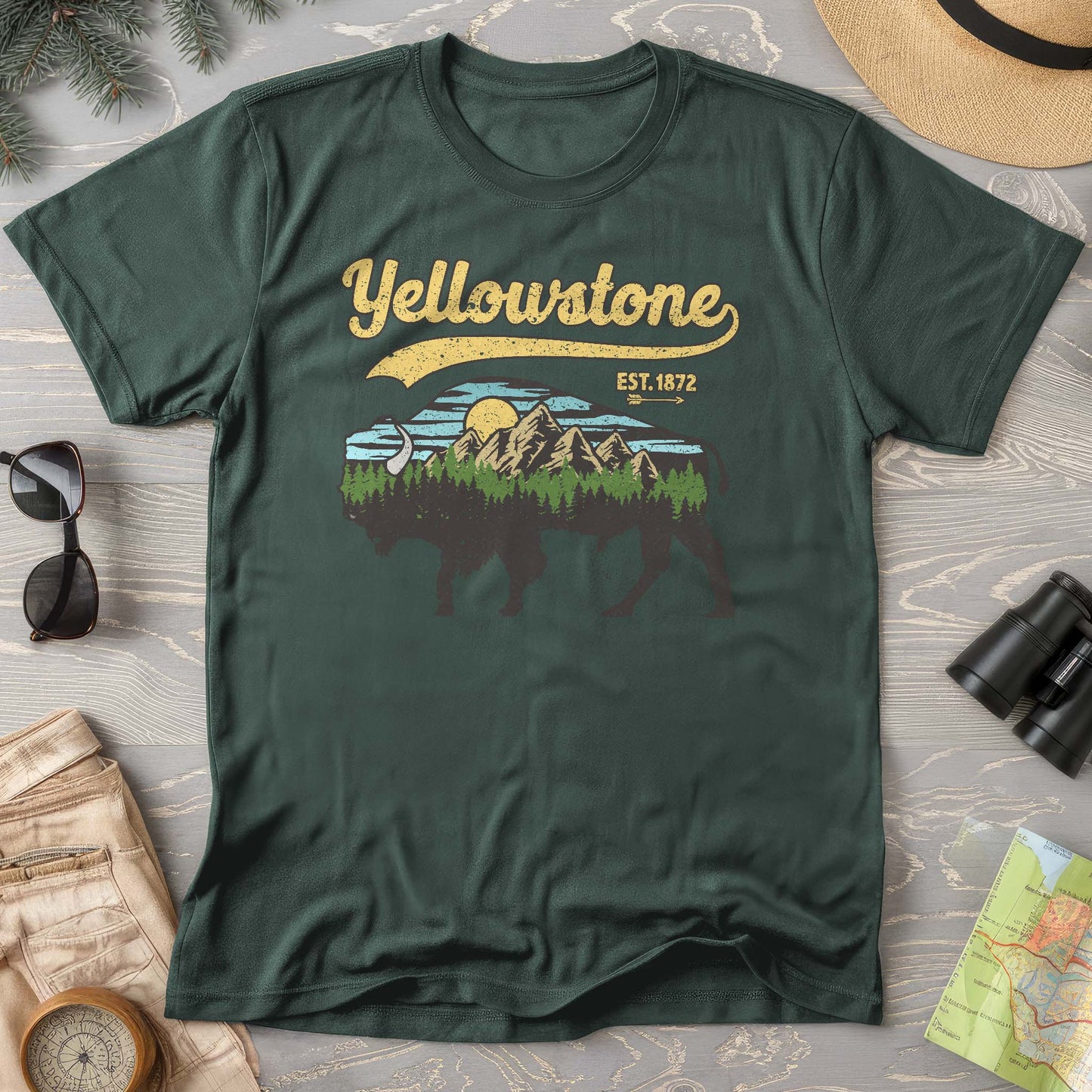 Yellowstone Vintage Buffalo Mountains T-Shirt