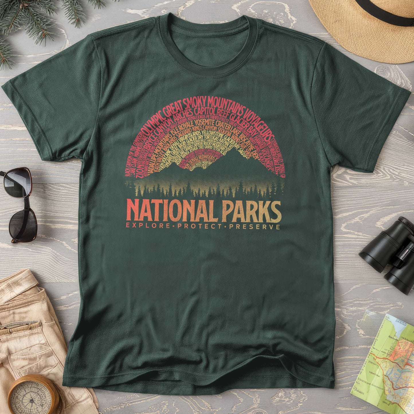 National Parks Word Art "Vintage Sunset" Comfort Colors T-Shirt