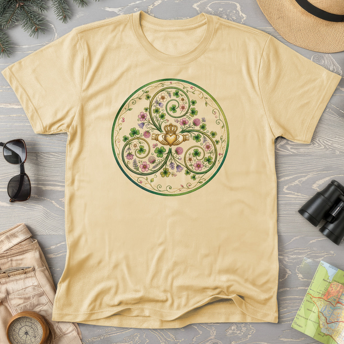 Claddagh Floral Triskele T-Shirt