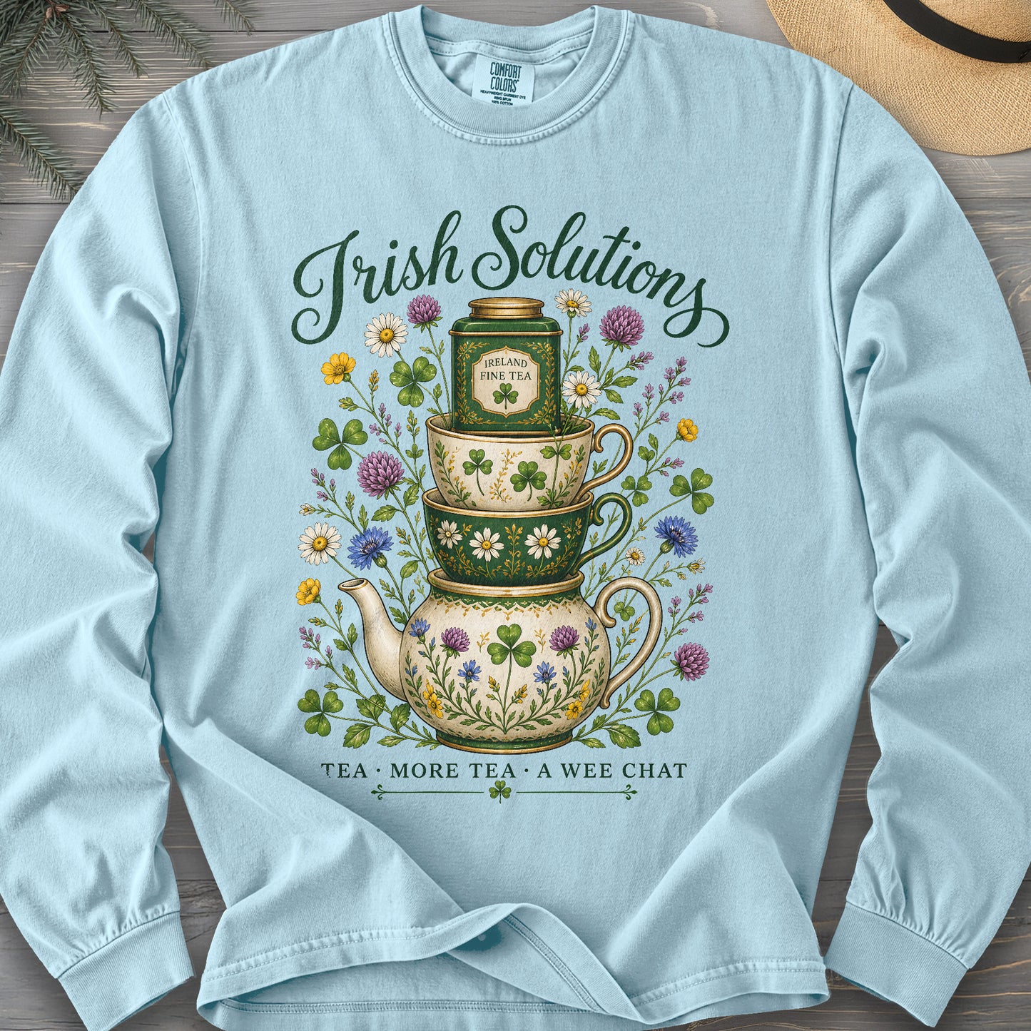Irish Solutions Tea Cups Long Sleeve Shirt