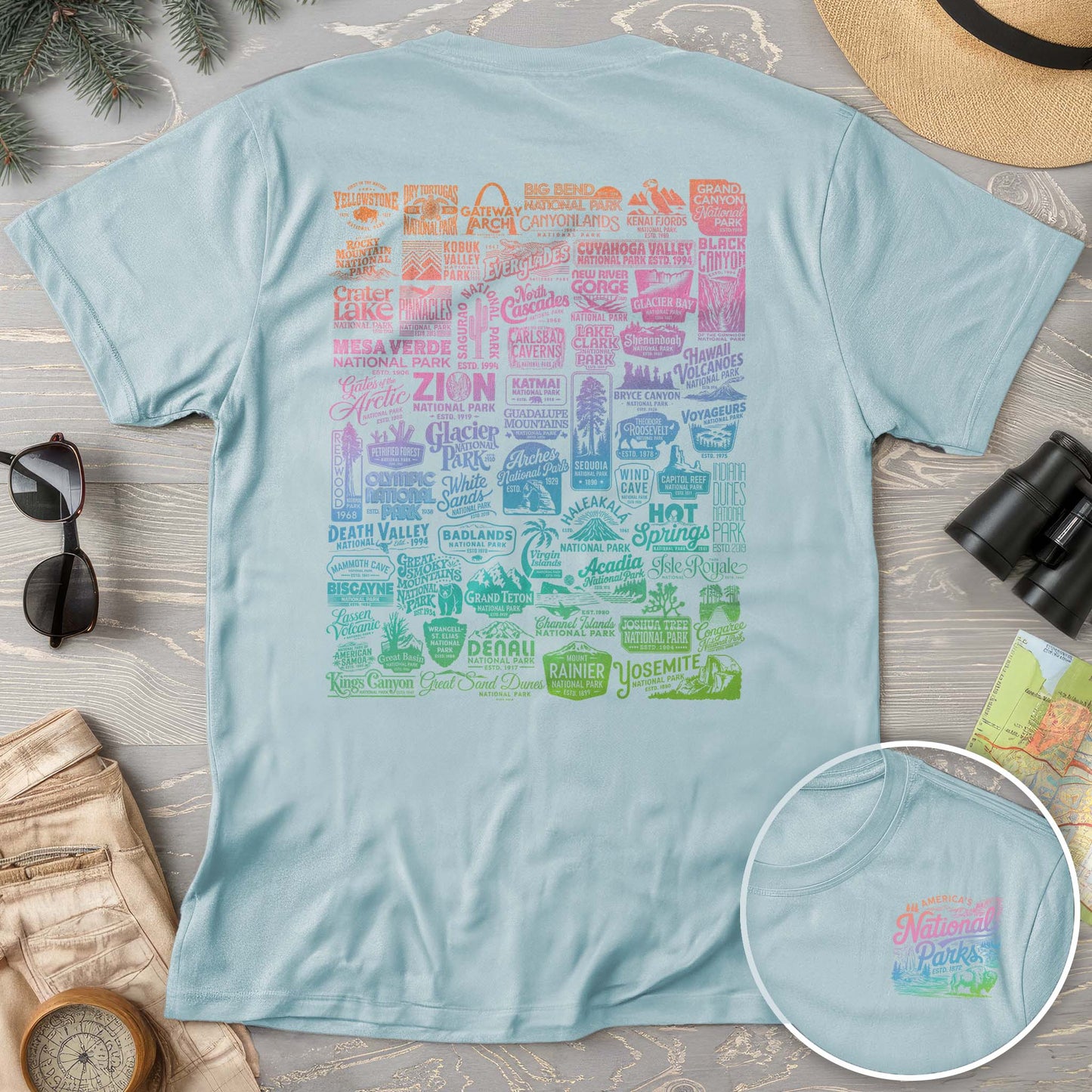 63 Vintage Parks Color Front/Back Print T-Shirt