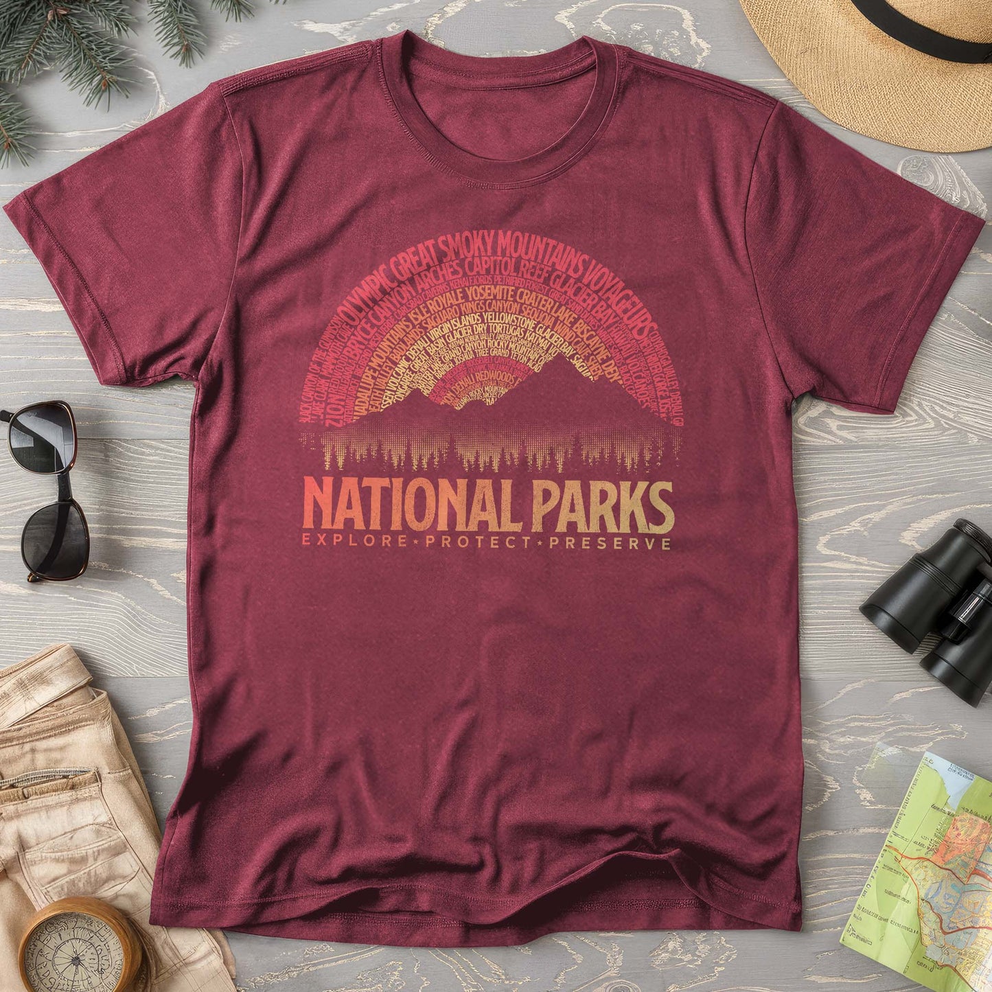 National Parks Word Art "Vintage Sunset" Comfort Colors T-Shirt