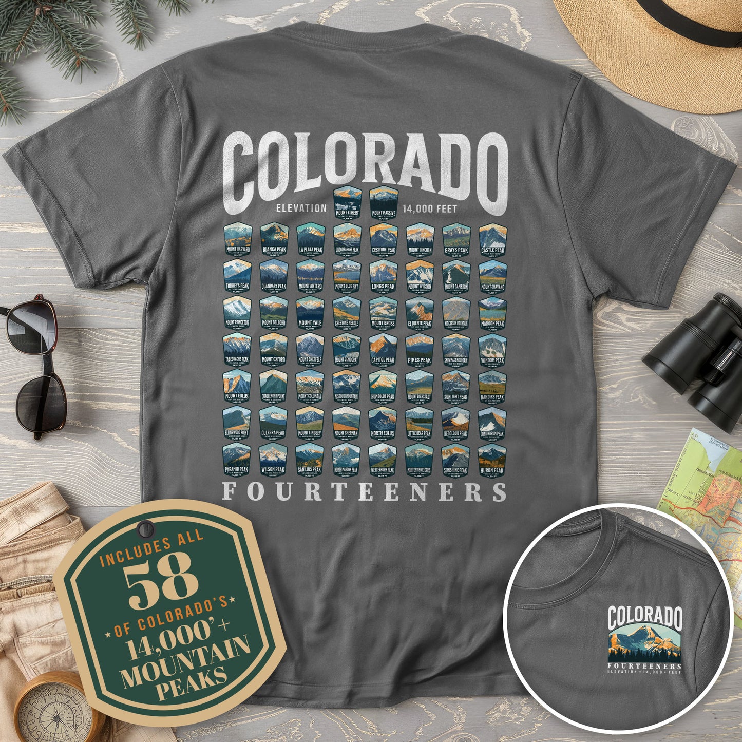 Colorado Fourteeners Front/Back Print T-Shirt