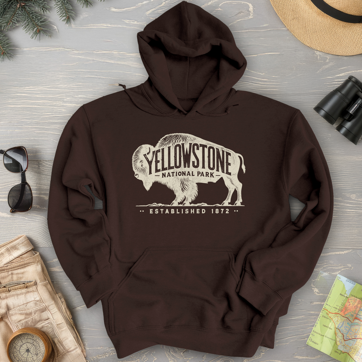 Yellowstone National Park "Vintage Buffalo" Hoodie