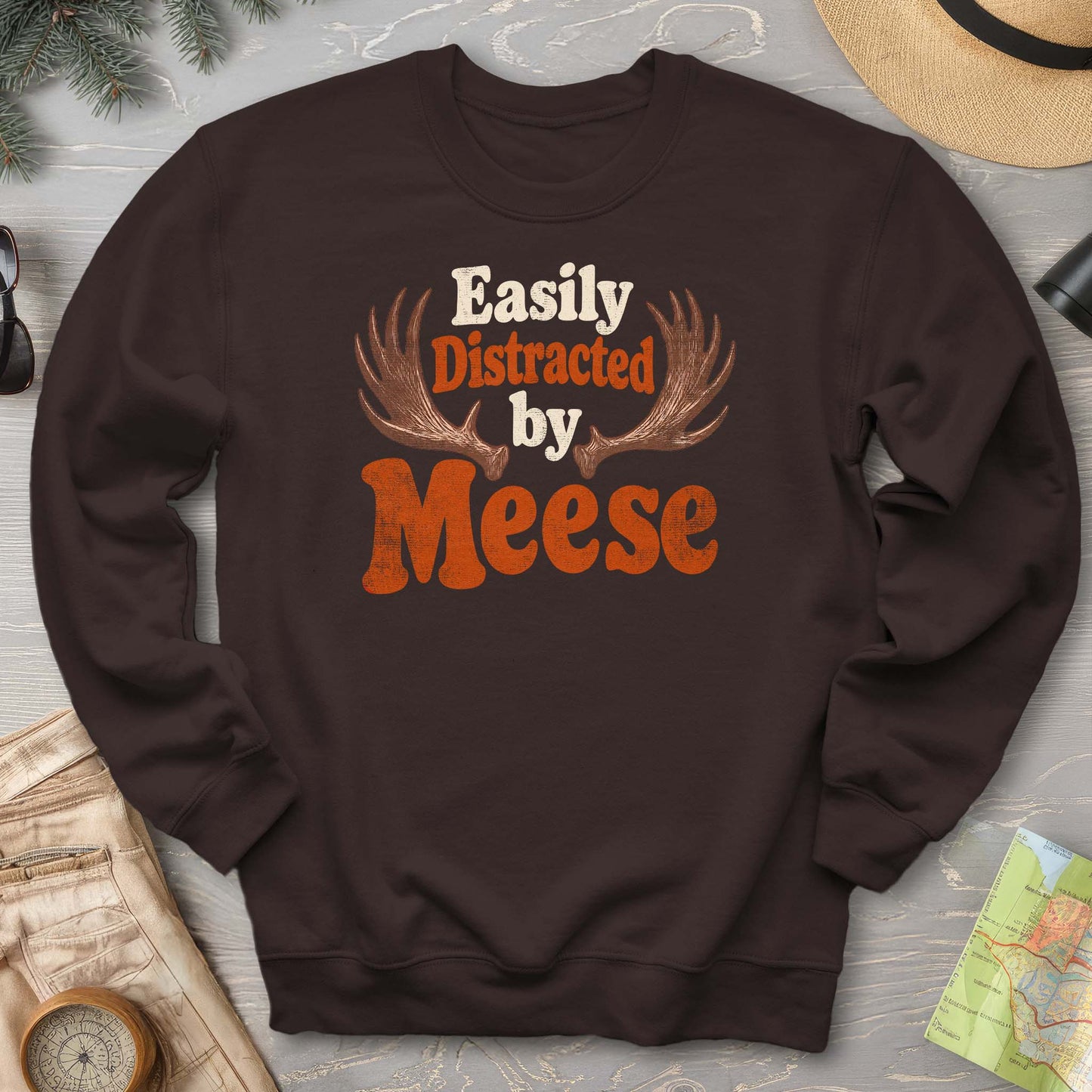 Distracted By Meese Antlers Sweatshirt