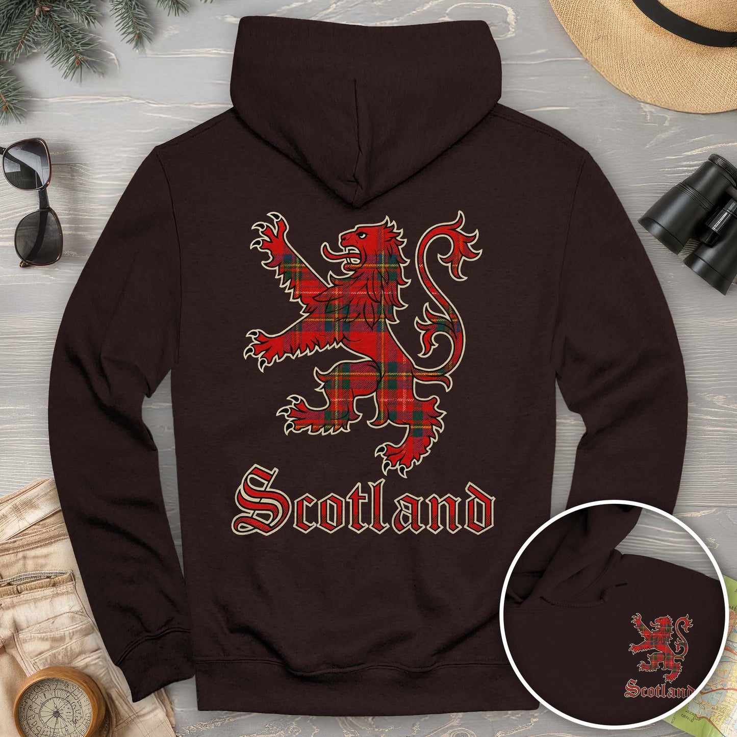 Scotland Tartan Lion Front/Back Print Hoodie