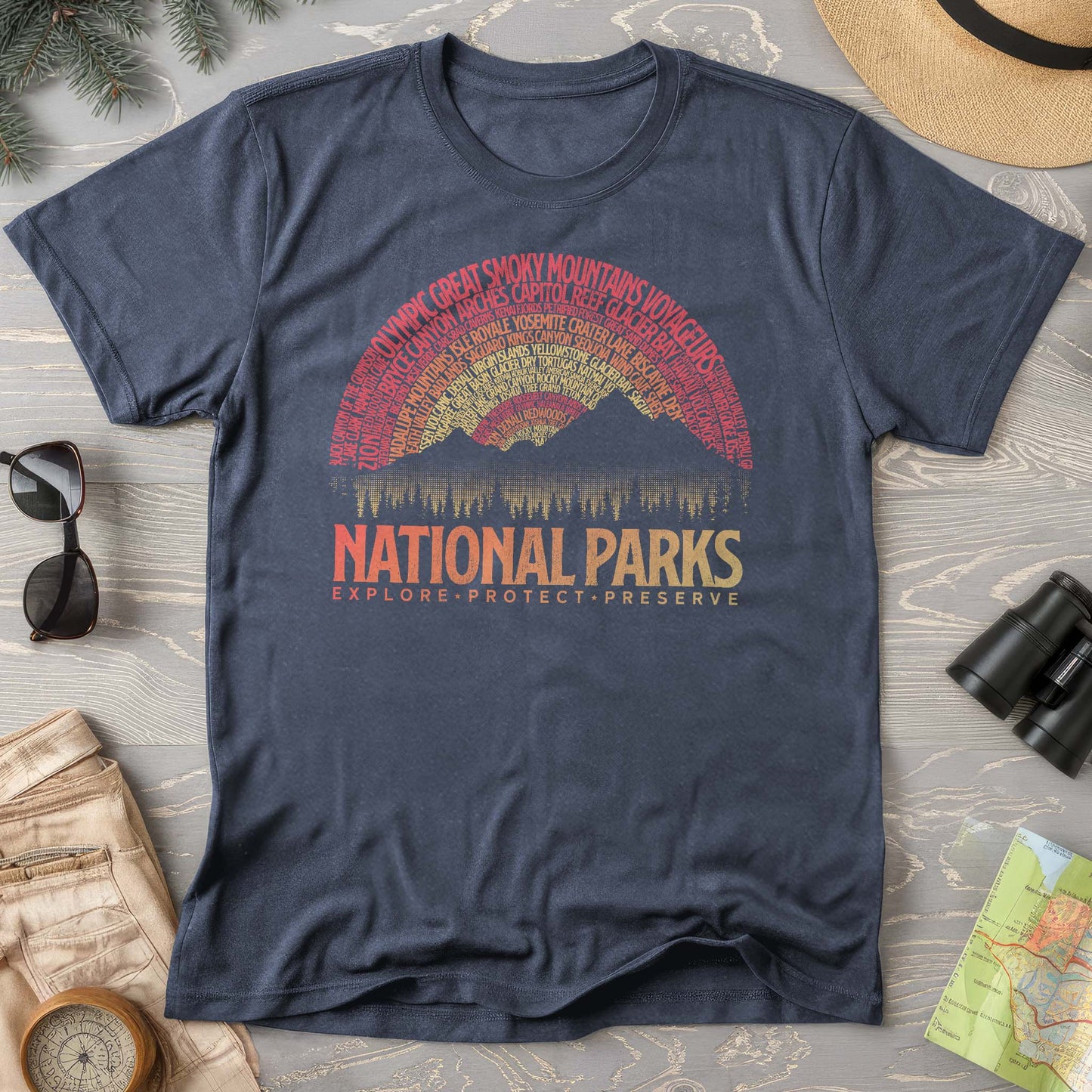 National Parks Word Art "Vintage Sunset" Comfort Colors T-Shirt