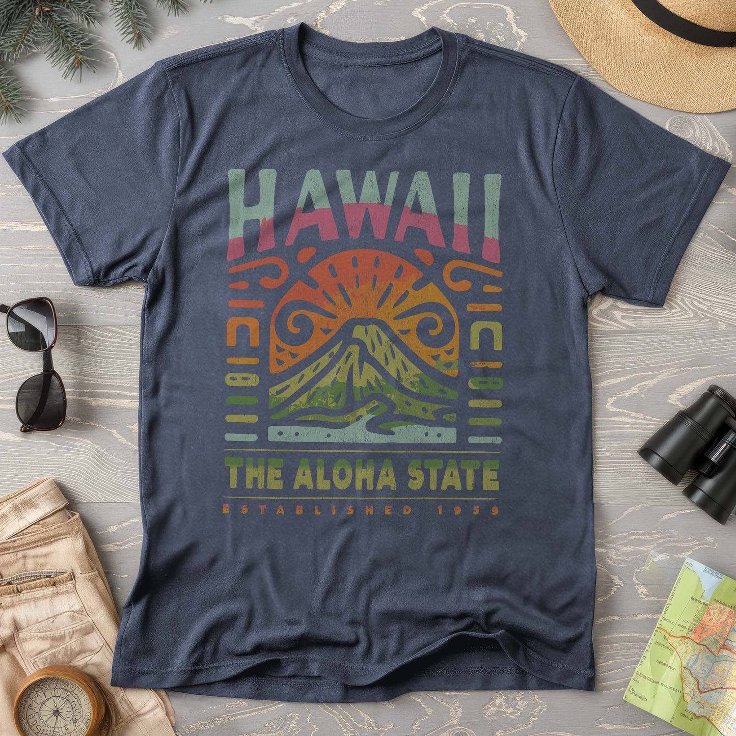Hawaii The Aloha State "Volcano Tatoo" Comfort Colors T-Shirt