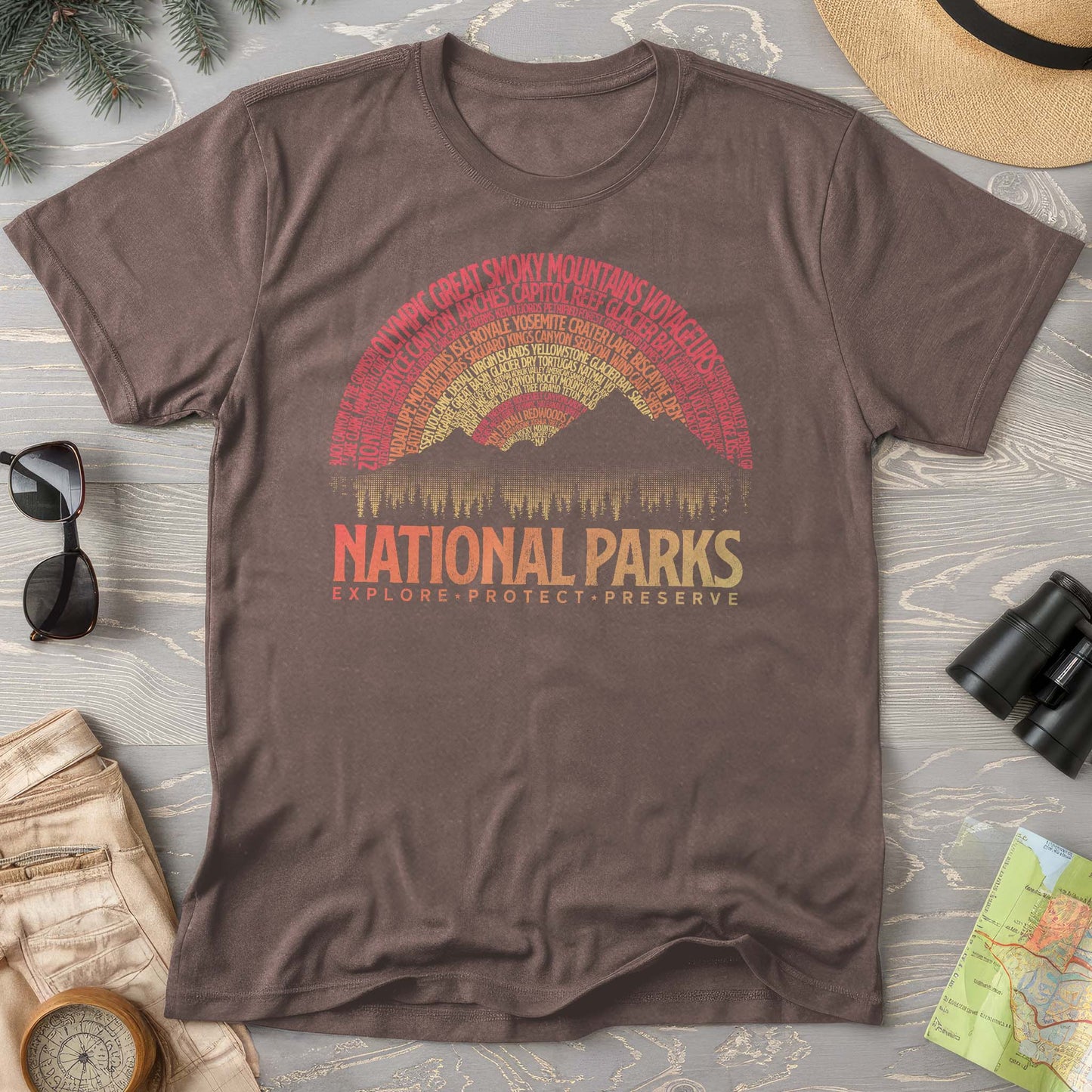 National Parks Word Art "Vintage Sunset" Comfort Colors T-Shirt