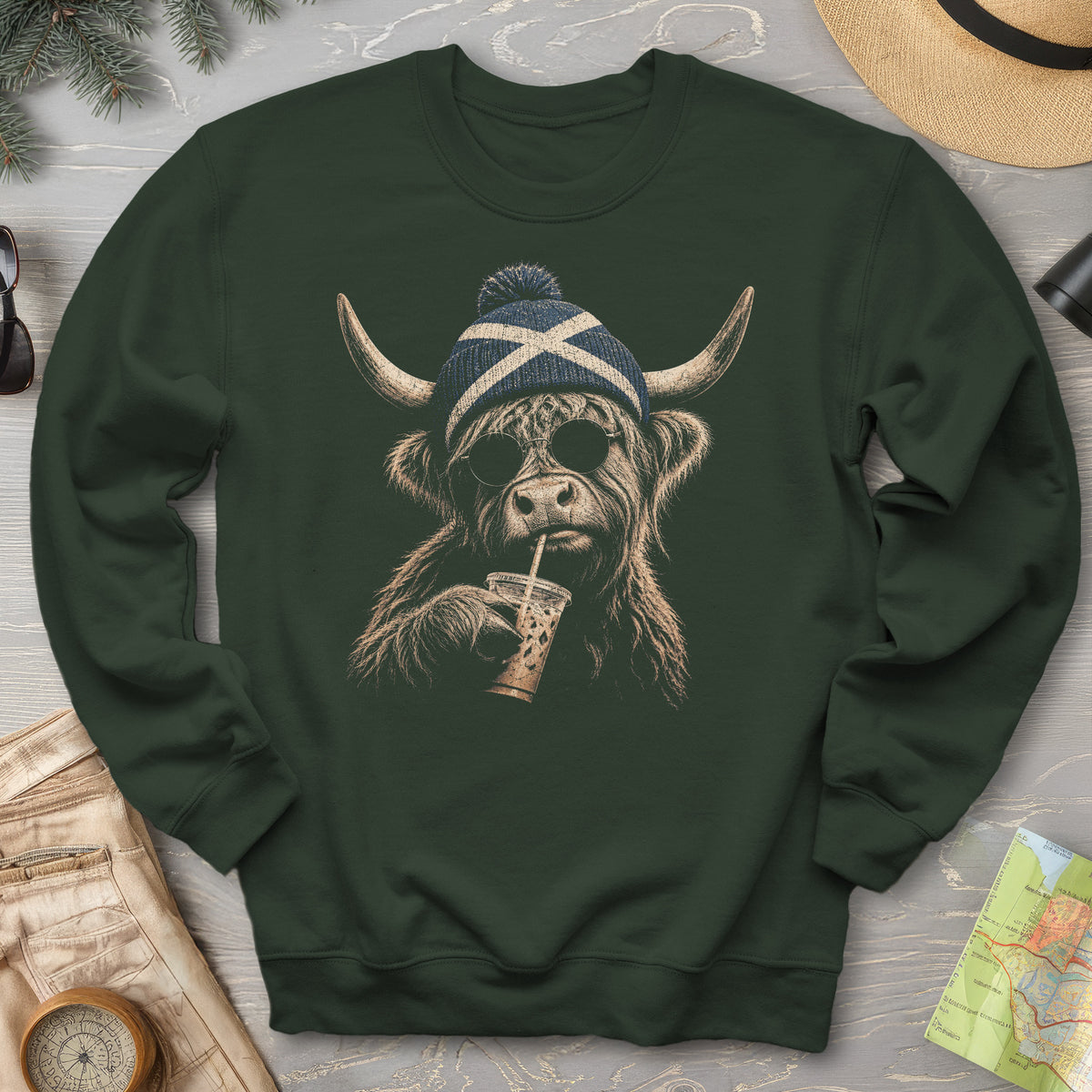 Highland Cow Beanie Sweatshirt