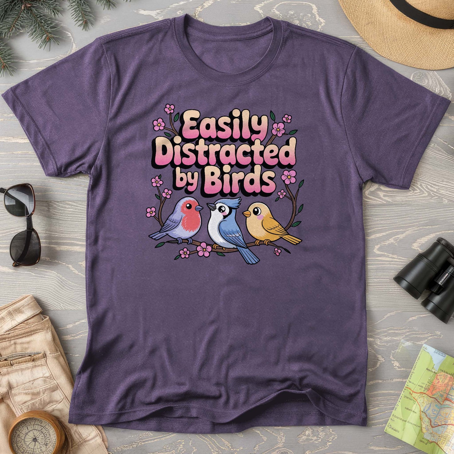 Easily Distracted By Birds Kawaii Style Comfort Colors T-Shirt
