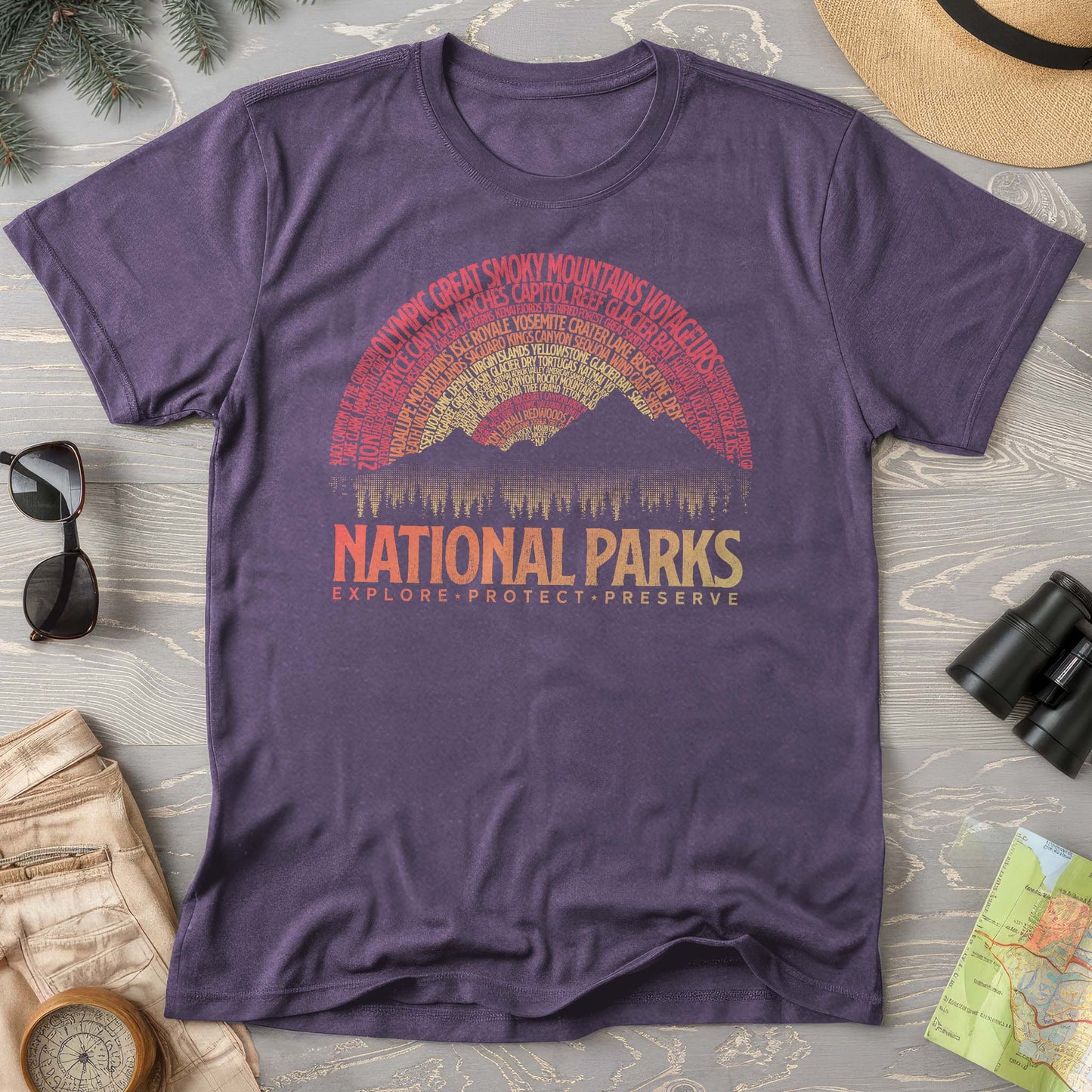 National Parks Word Art "Vintage Sunset" Comfort Colors T-Shirt