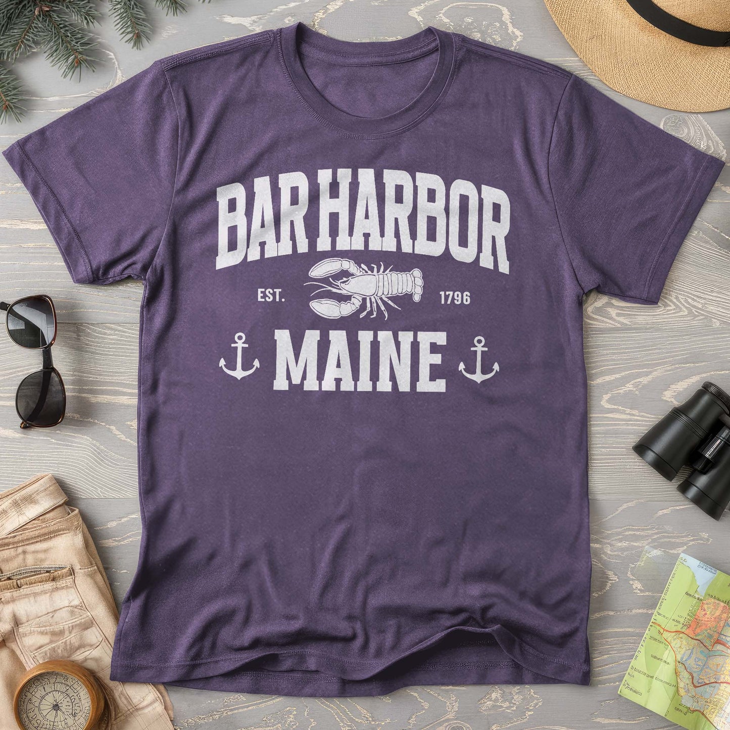 Bar Harbor Maine "Nautical Lobster" T-Shirt