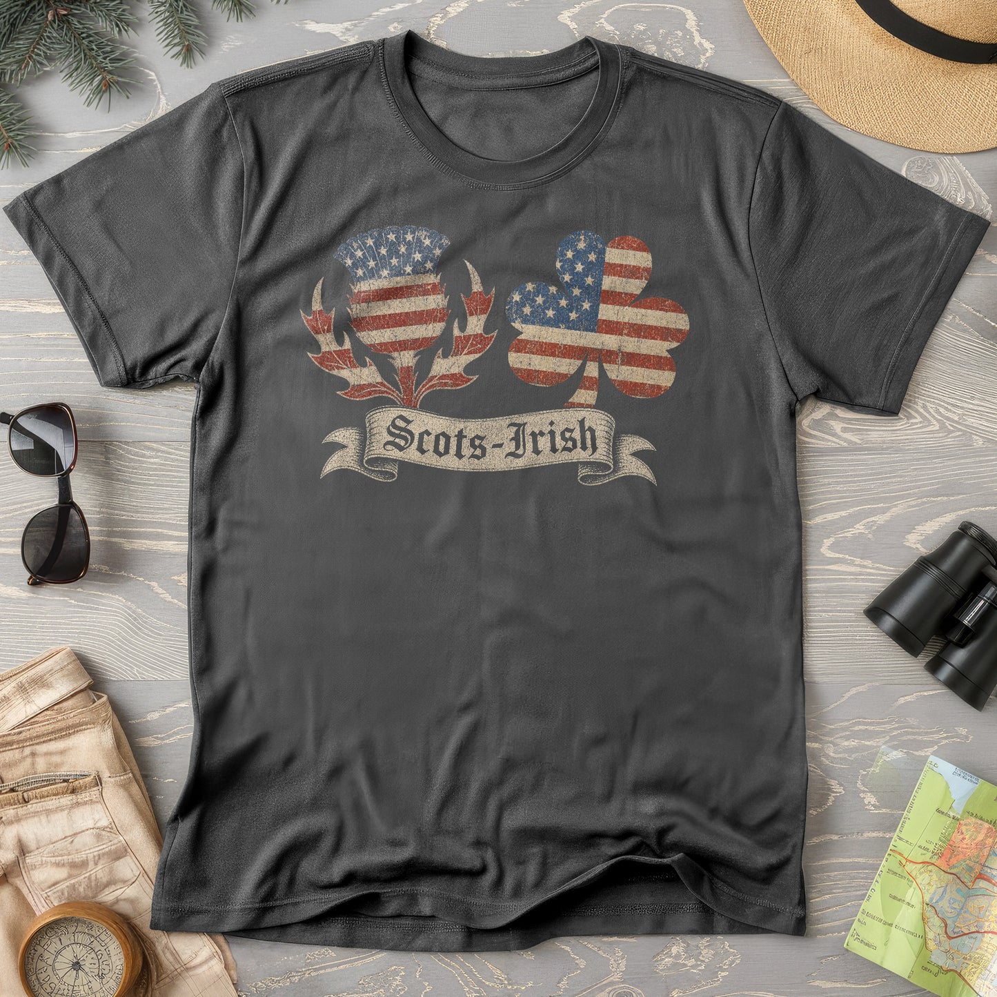 Scots-Irish Clover Thistle Flag T-Shirt