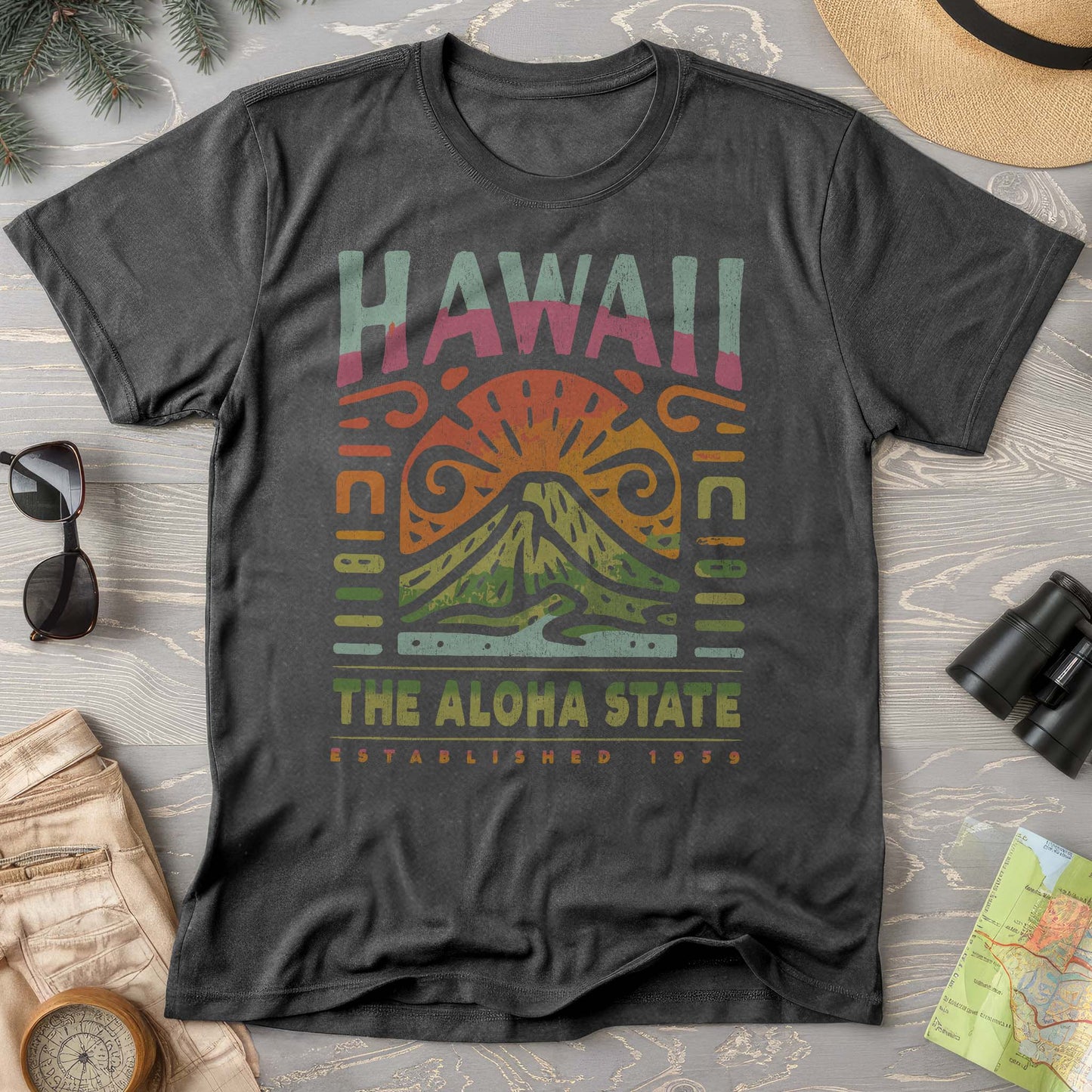 Hawaii The Aloha State "Volcano Tatoo" Comfort Colors T-Shirt