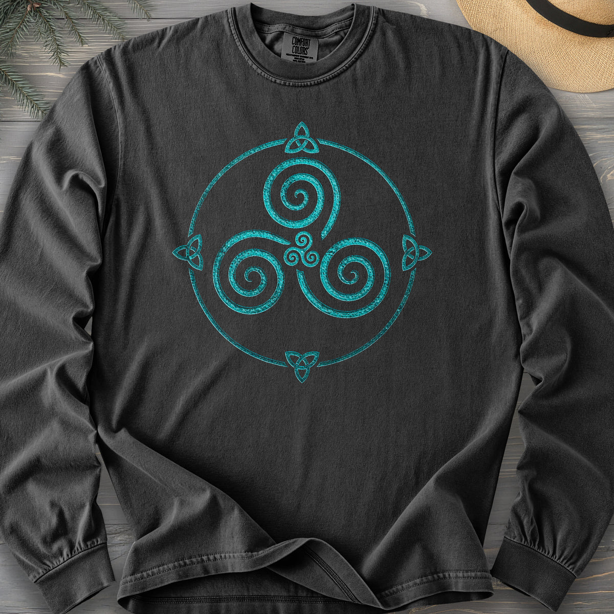 Celtic Triskele Spiral Comfort Colors 6014 Long Sleeve