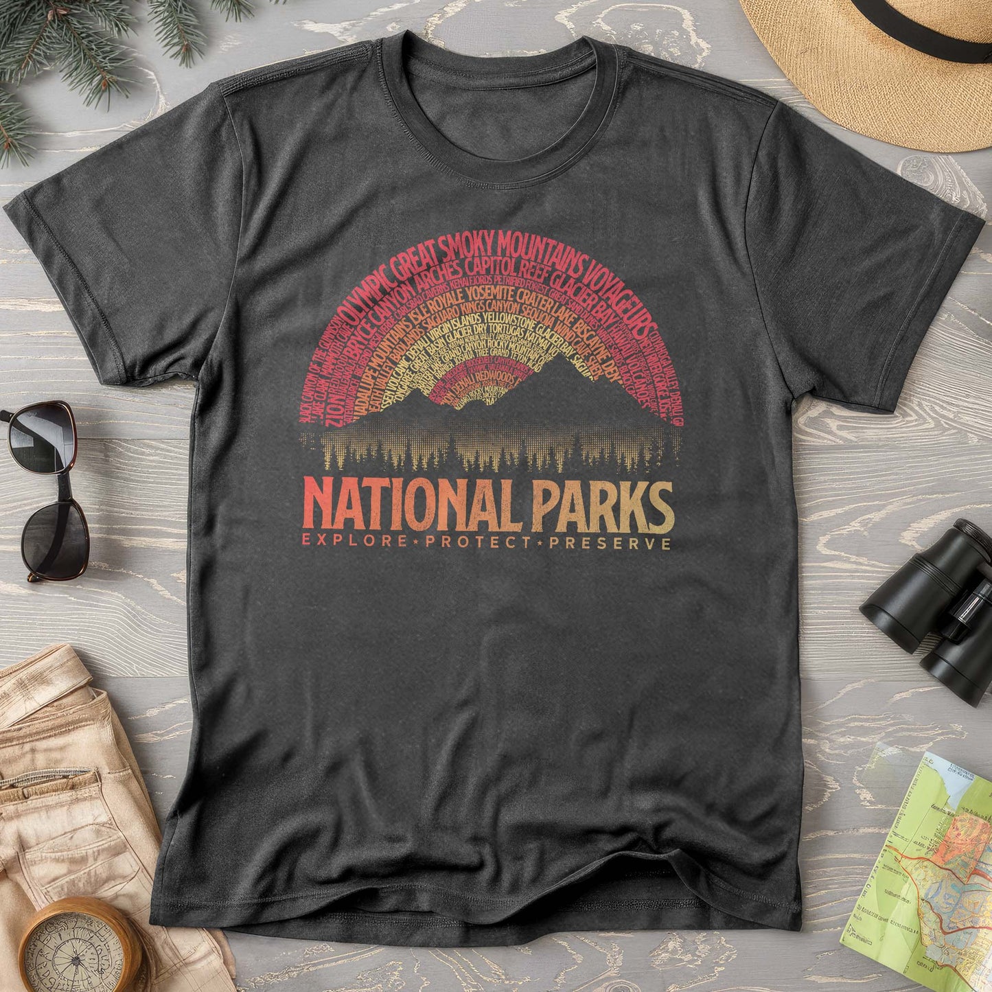 National Parks Word Art "Vintage Sunset" Comfort Colors T-Shirt