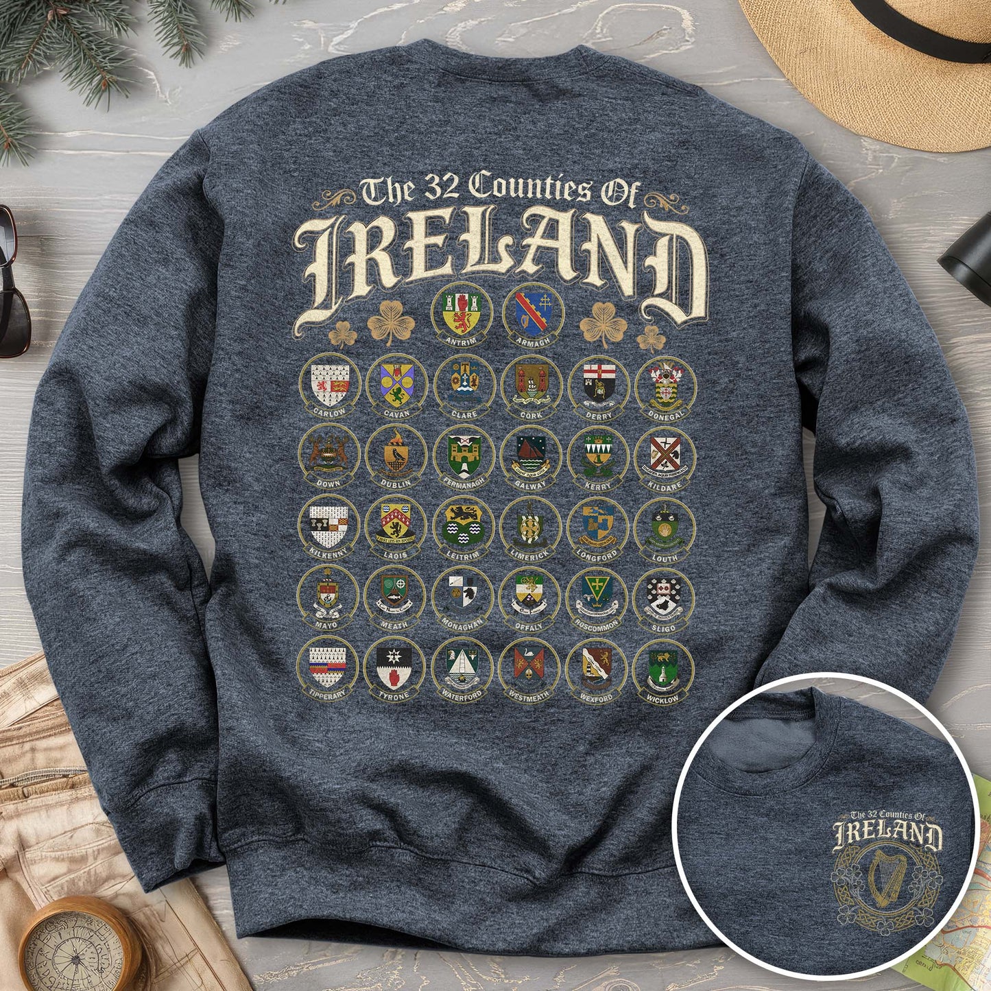 Ireland County Crests Front/Back Print Sweatshirt