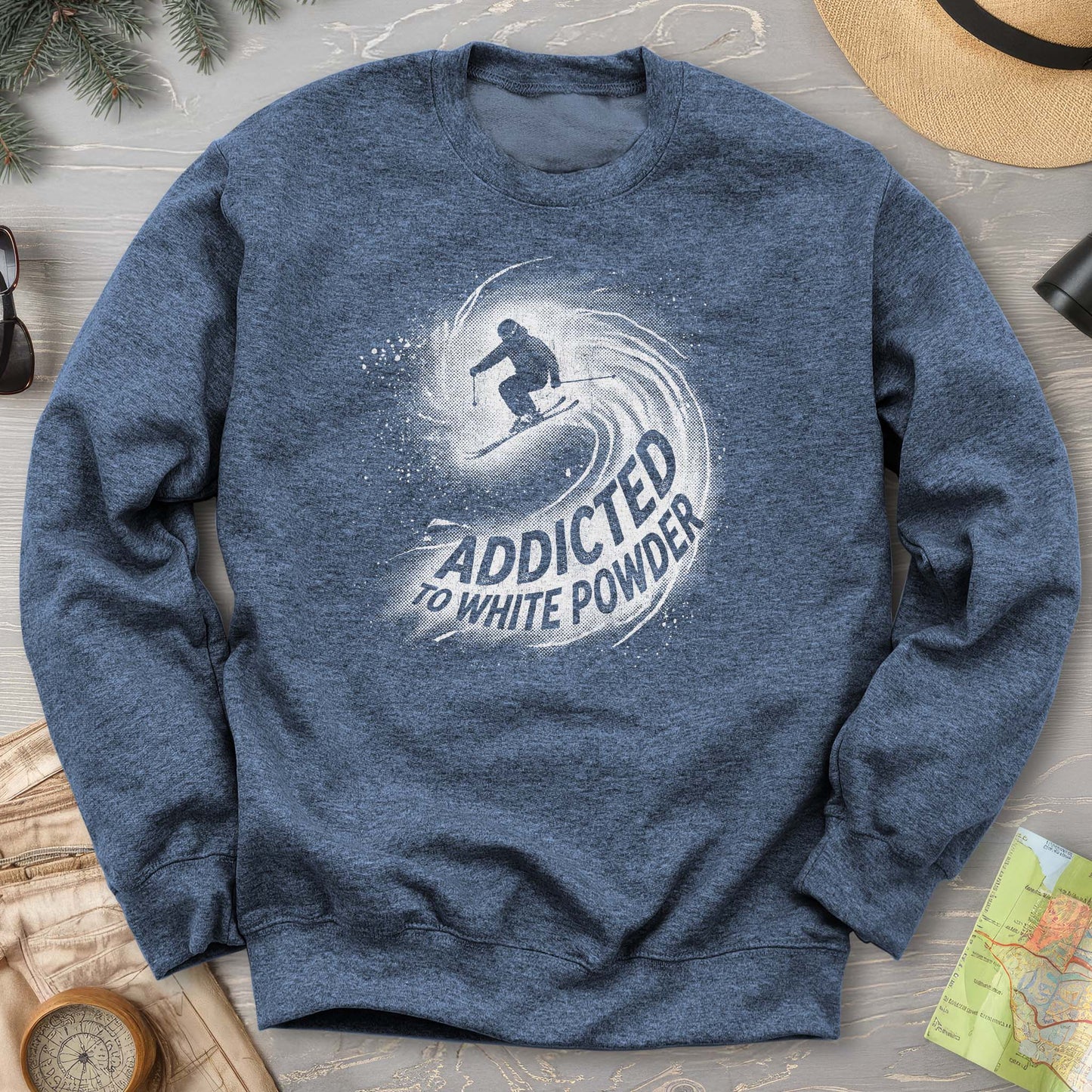 White Powder Skiing Sweatshirt