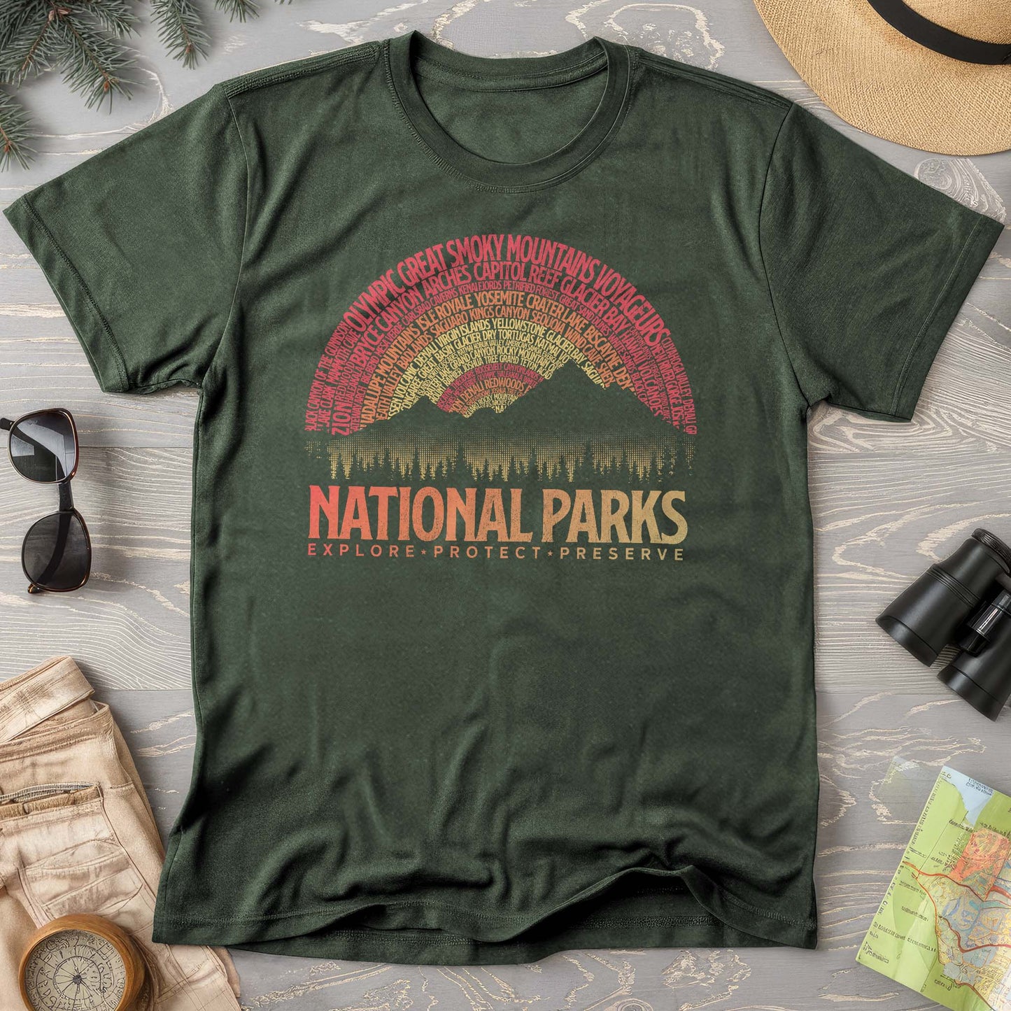National Parks Word Art "Vintage Sunset" Comfort Colors T-Shirt