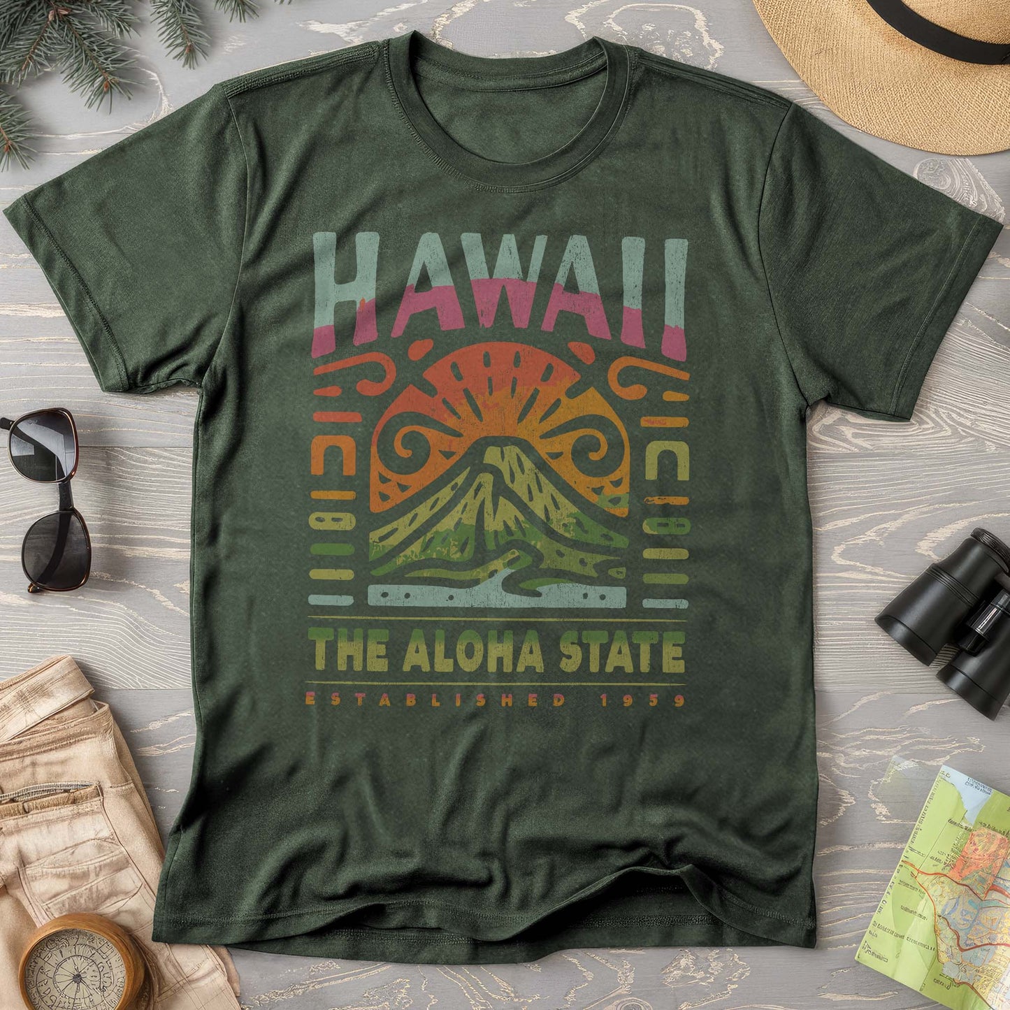 Hawaii The Aloha State "Volcano Tatoo" Comfort Colors T-Shirt
