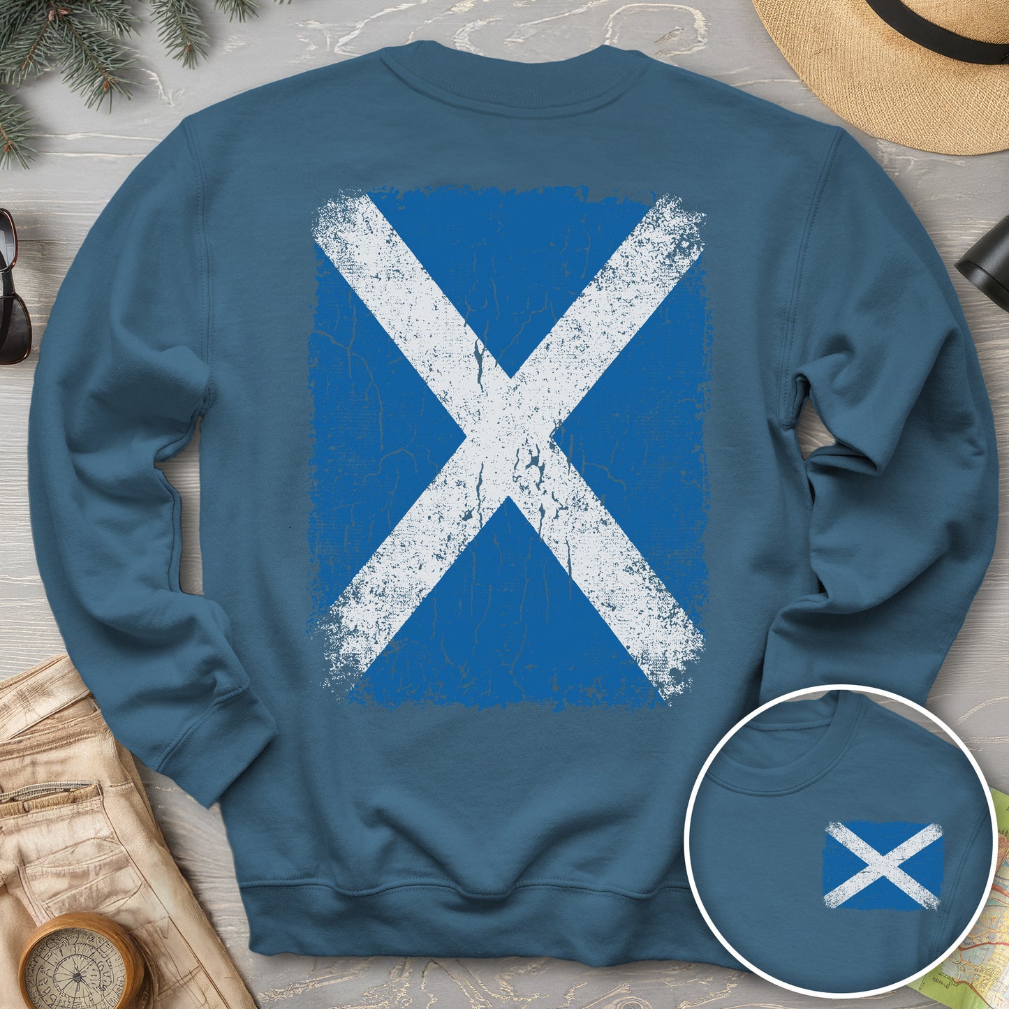 Scotland Distressed Flag Front/Back Print Sweatshirt