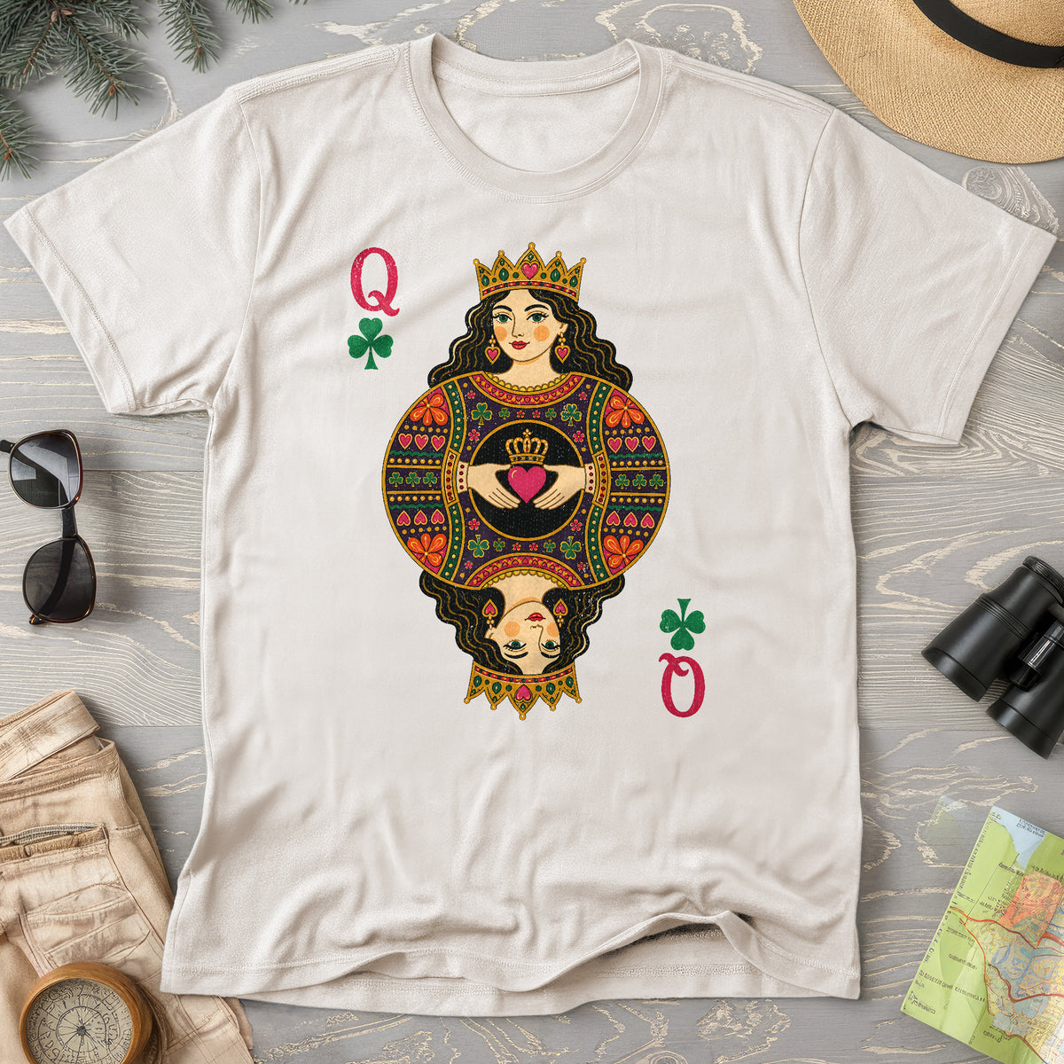 Shamrock Queen Playing Card T-Shirt