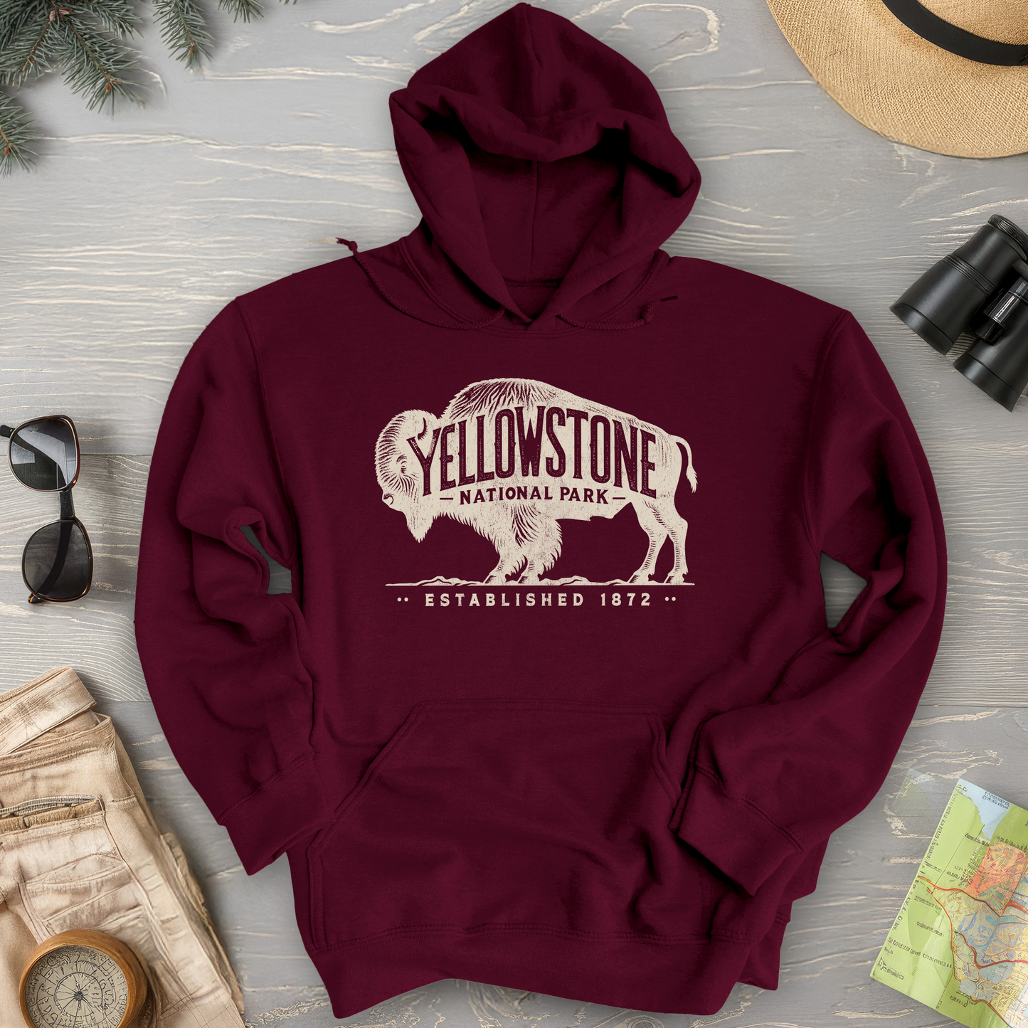 Yellowstone National Park "Vintage Buffalo" Hoodie