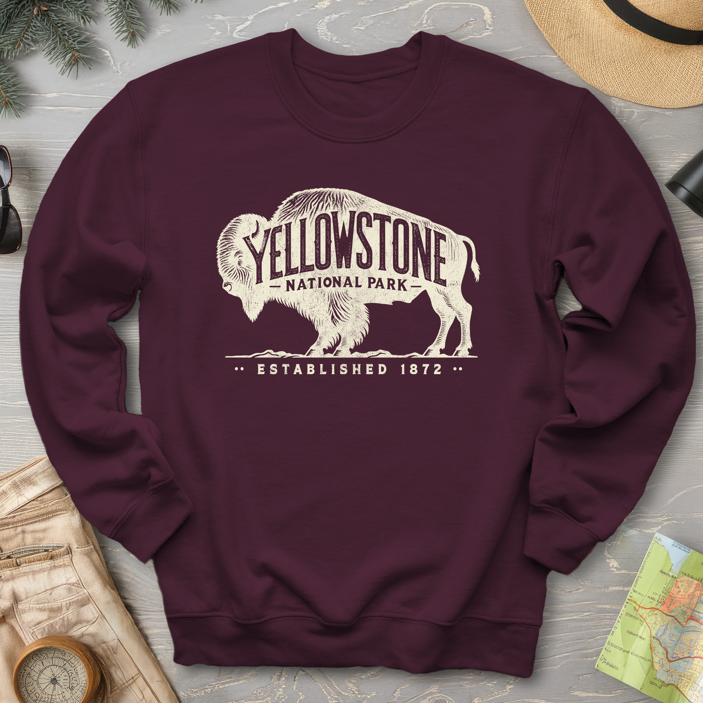 Yellowstone National Park "Vintage Buffalo" Sweatshirt