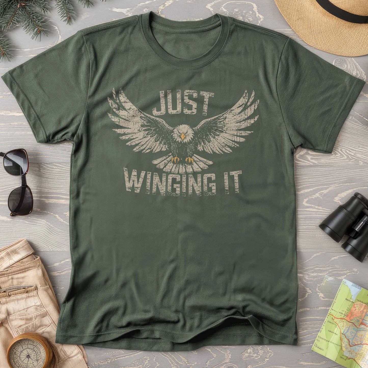 Just Winging It Distressed Comfort Colors T-Shirt