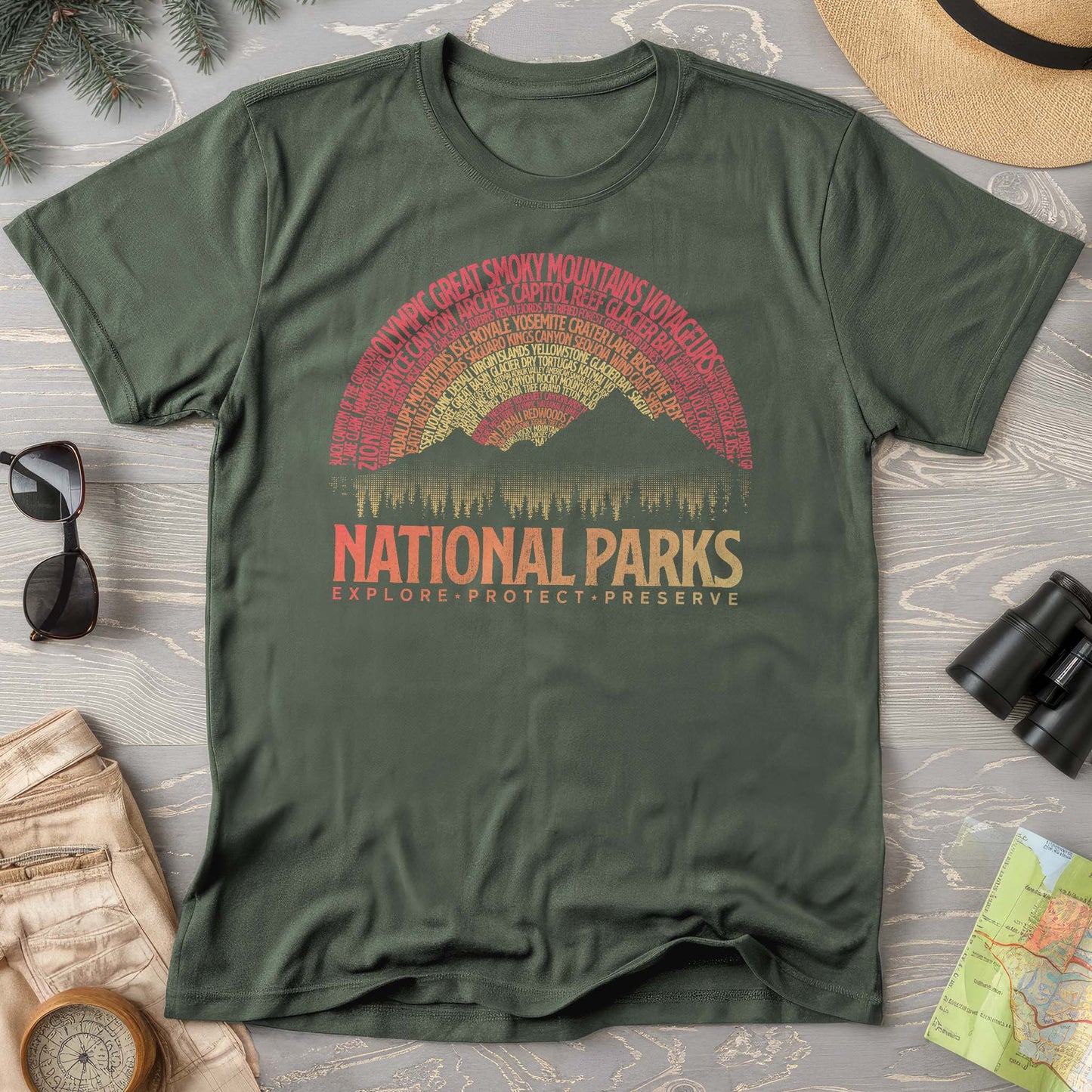 National Parks Word Art "Vintage Sunset" Comfort Colors T-Shirt