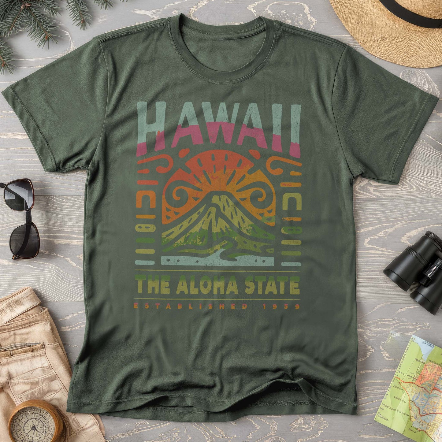 Hawaii The Aloha State "Volcano Tatoo" Comfort Colors T-Shirt
