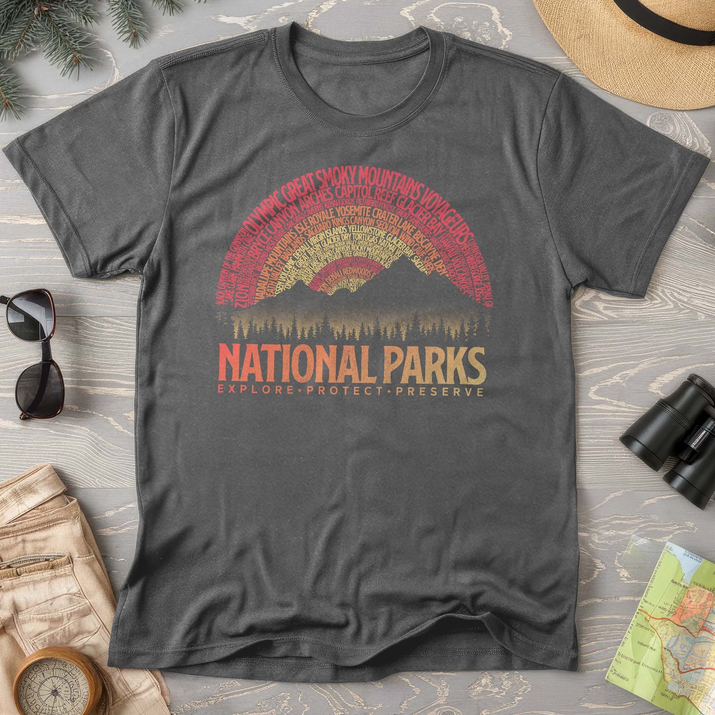 National Parks Word Art "Vintage Sunset" Comfort Colors T-Shirt