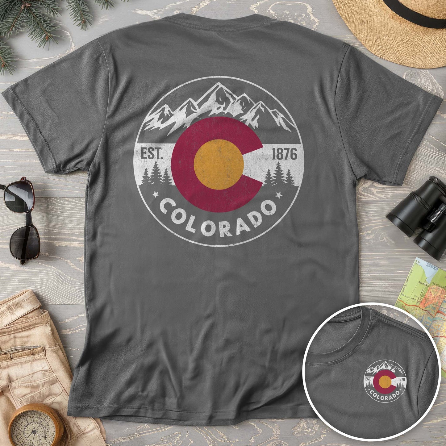 Colorado Flag Badge Textured Front/Back T-Shirt