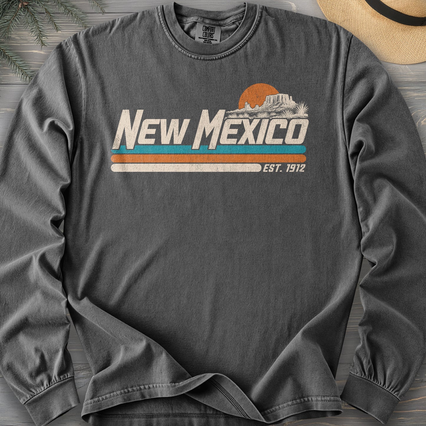 New Mexico Retro Stripe Comfort Colors 6014 Long Sleeve