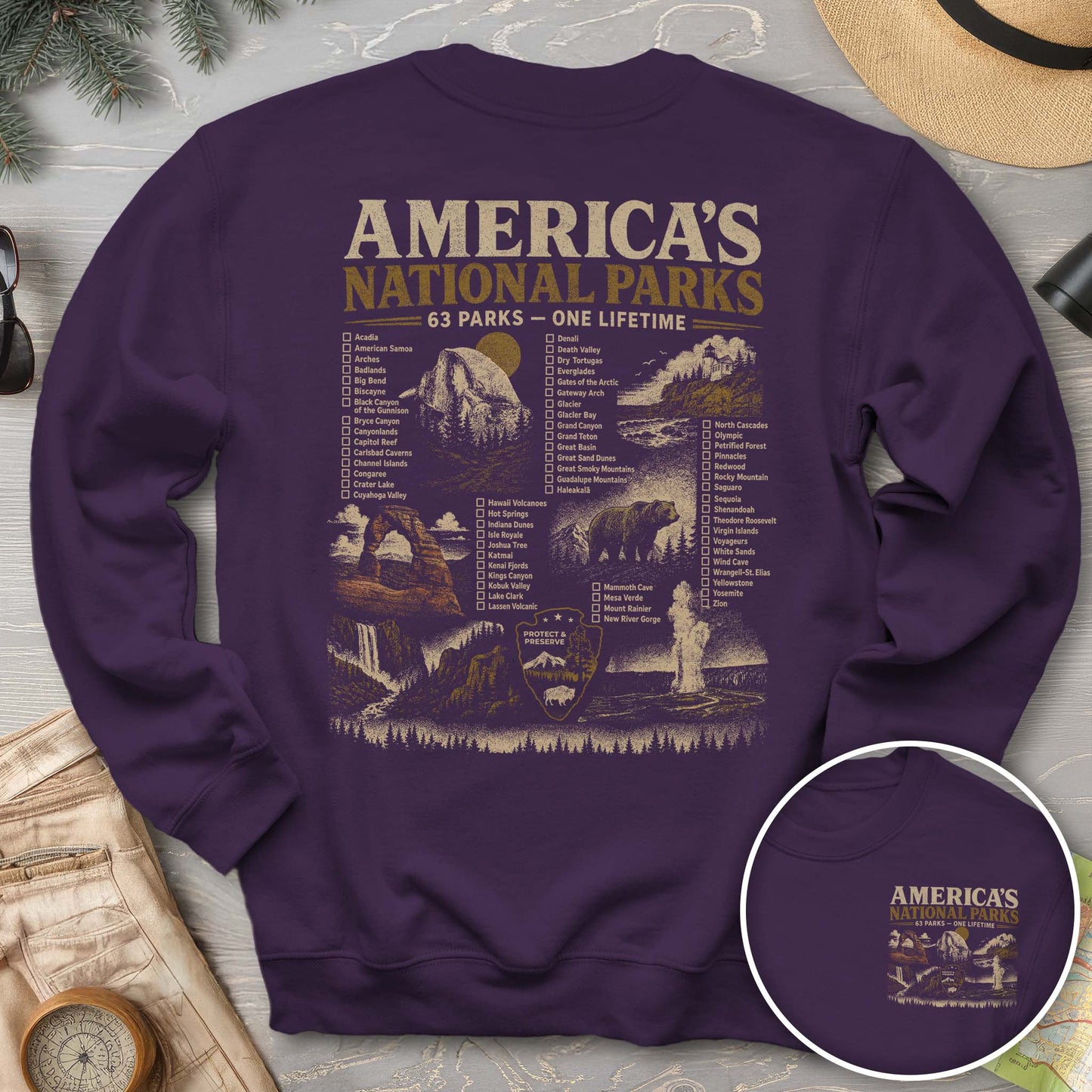Vintage Parks Checklist Front/Back Print Sweatshirt