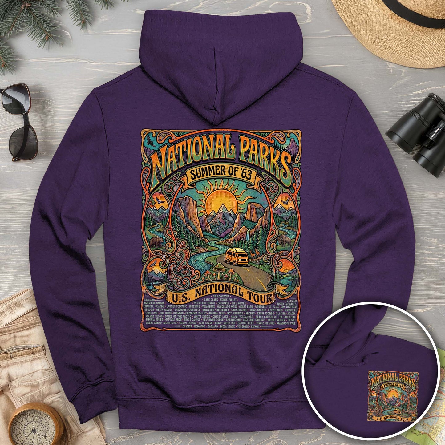 National Parks Summer Tour Front/Back Print Hoodie